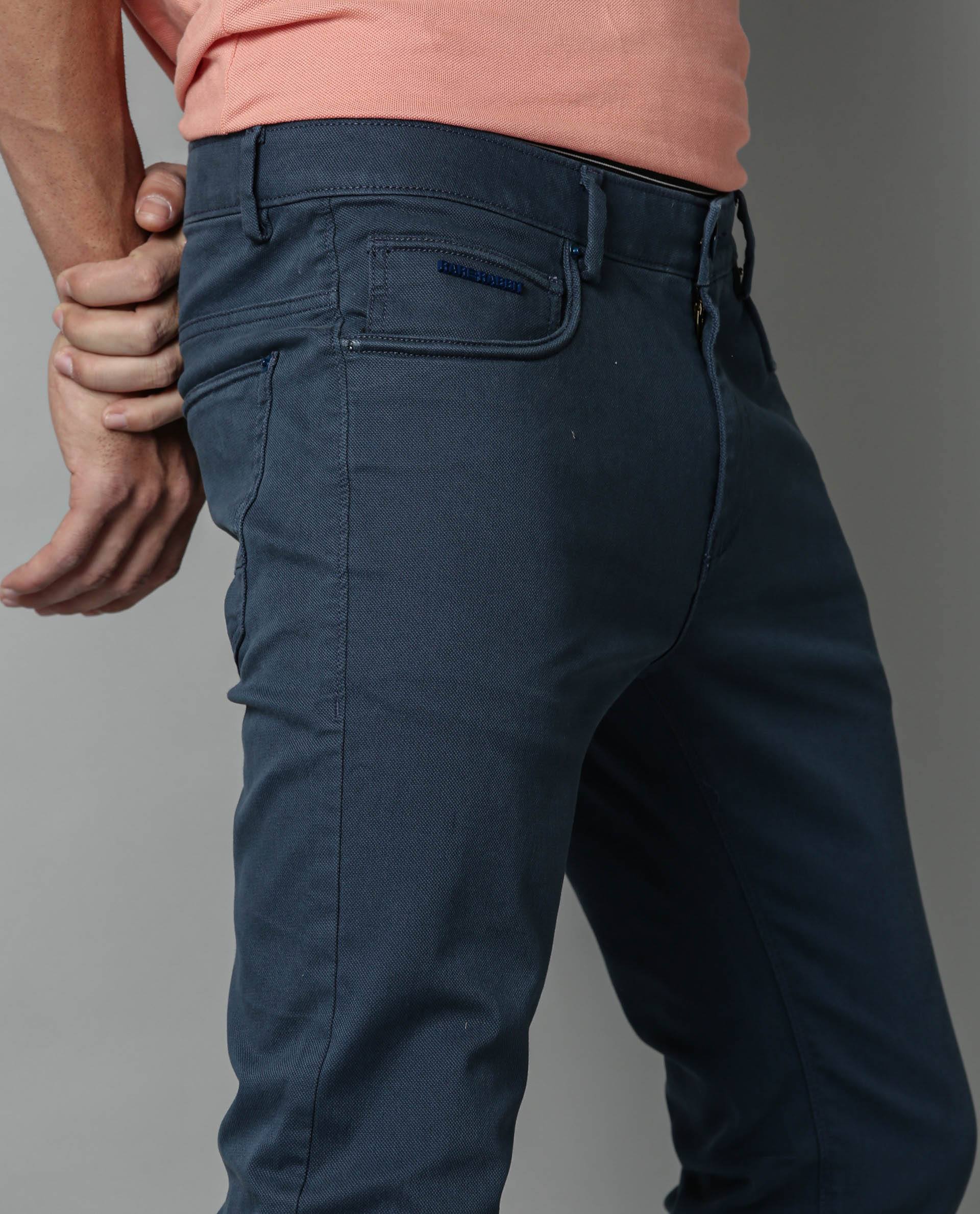 Rare Rabbit Men's Spock 4 Navy Cotton Regular Fit Trouser - Image 2
