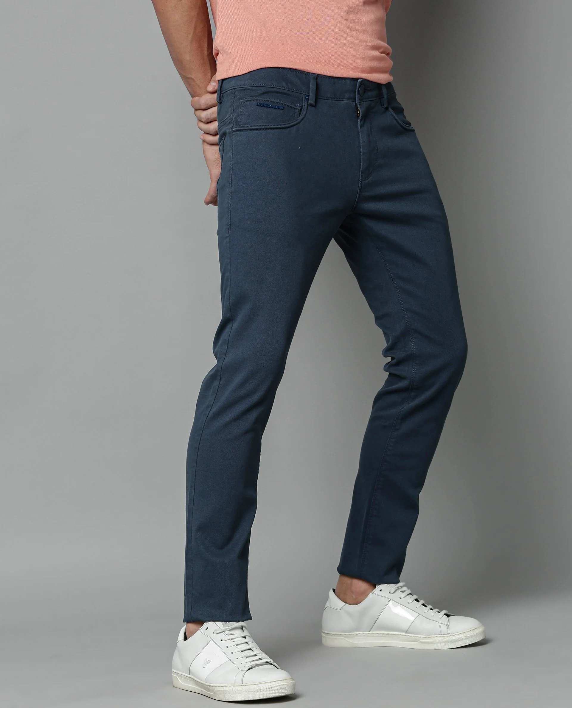 Rare Rabbit Men's Spock 4 Navy Cotton Regular Fit Trouser - Image 3