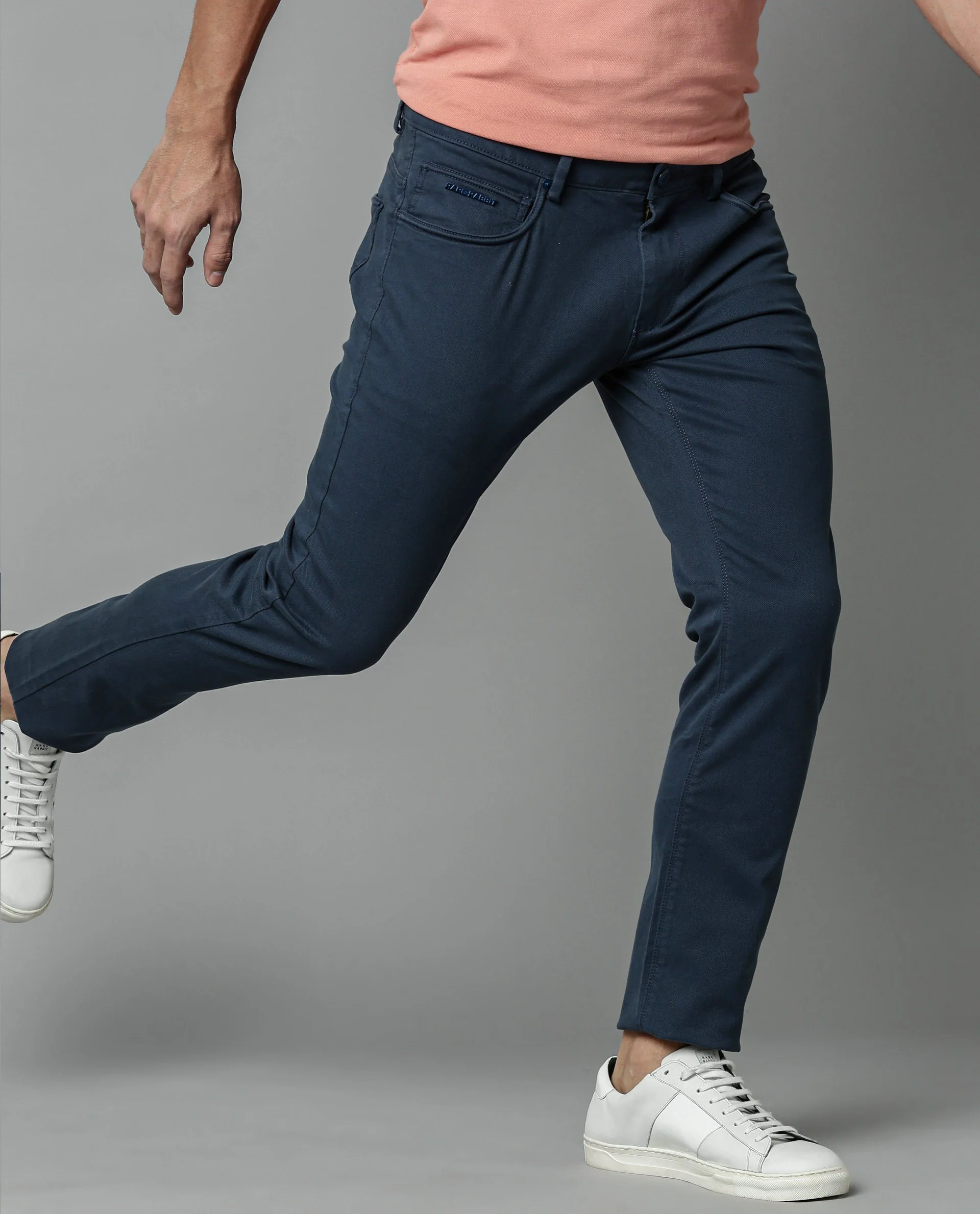 Rare Rabbit Men's Spock 4 Navy Cotton Regular Fit Trouser - Image 5