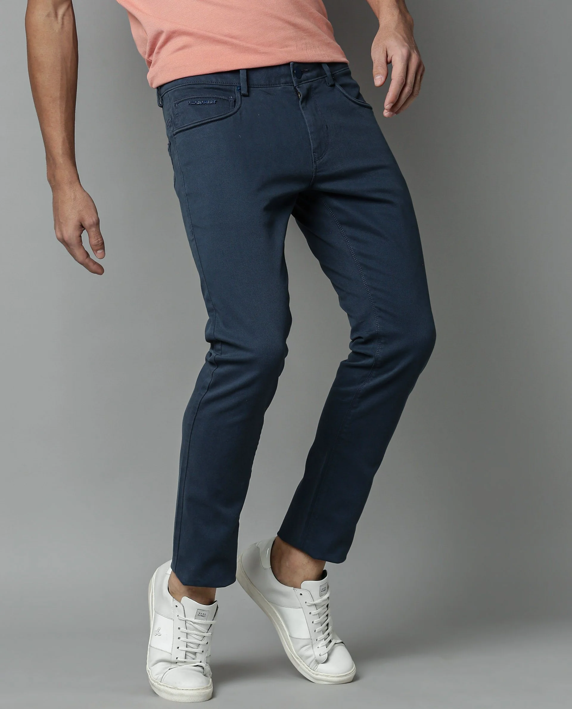 Rare Rabbit Men's Spock 4 Navy Cotton Regular Fit Trouser - Image 6