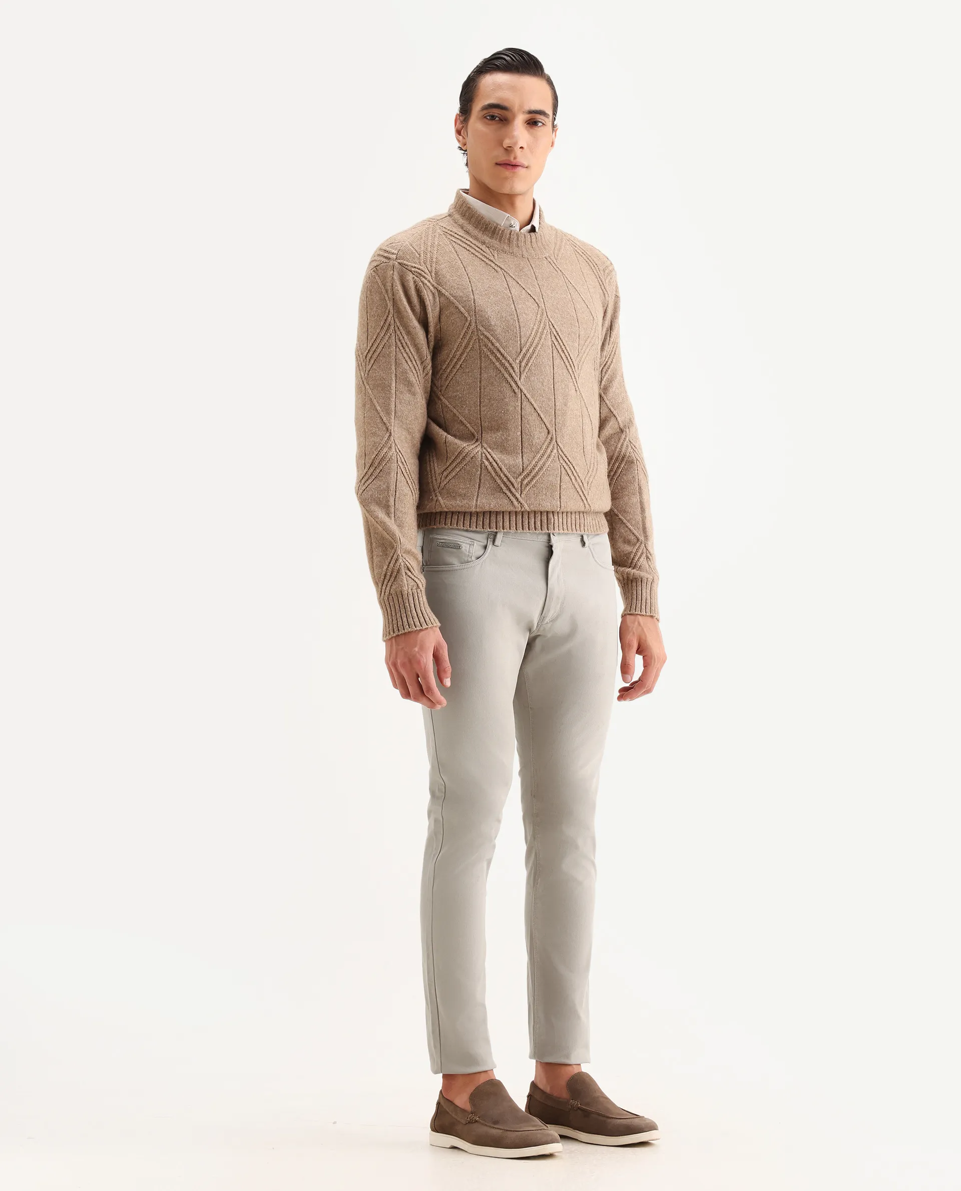 Rare Rabbit Men's Spoke-22 Beige Cotton Plain Regular Fit Trouser - Image 6