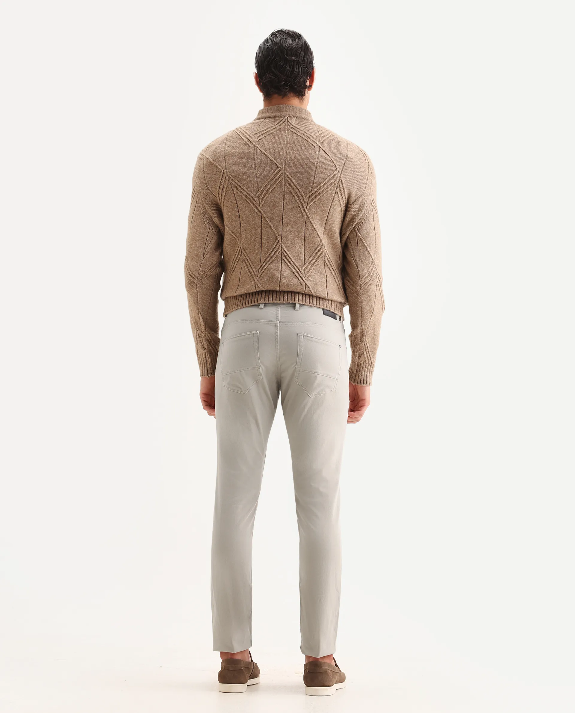 Rare Rabbit Men's Spoke-22 Beige Cotton Plain Regular Fit Trouser - Image 7