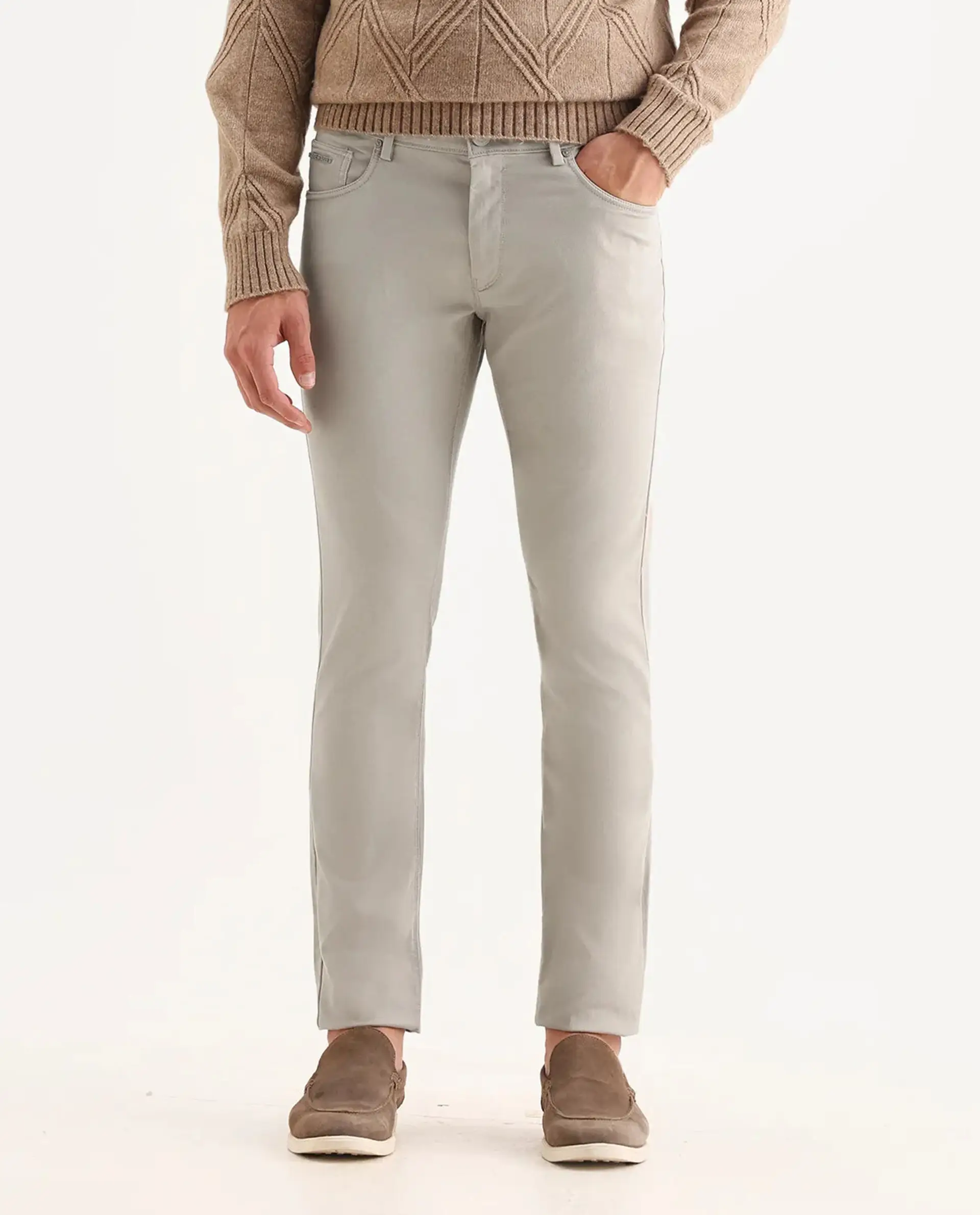 Rare Rabbit Men's Spoke-22 Beige Cotton Plain Regular Fit Trouser - Image 8