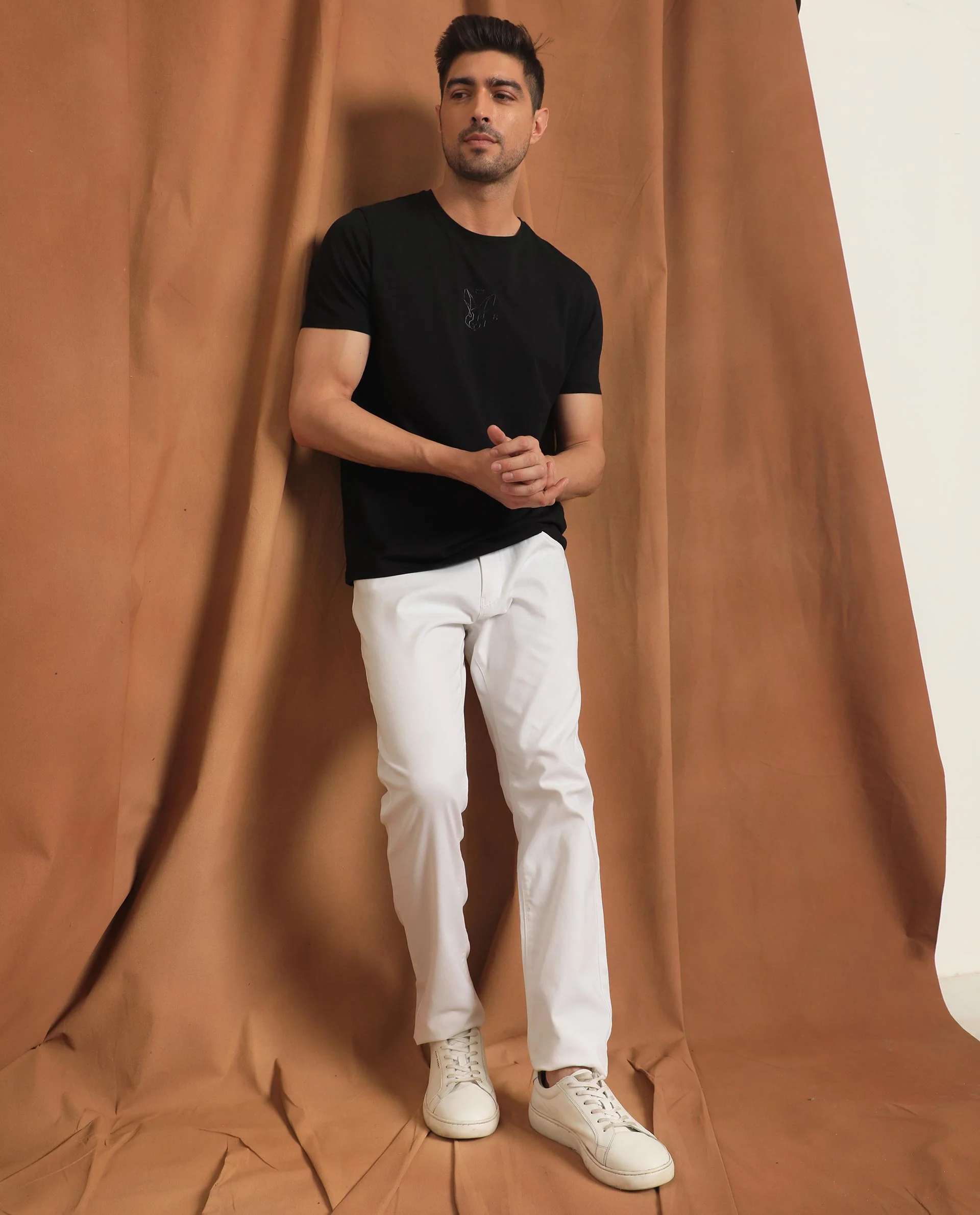 Rare Rabbit Men's Spoke-22 White Cotton Plain Regular Fit Trouser - Image 6
