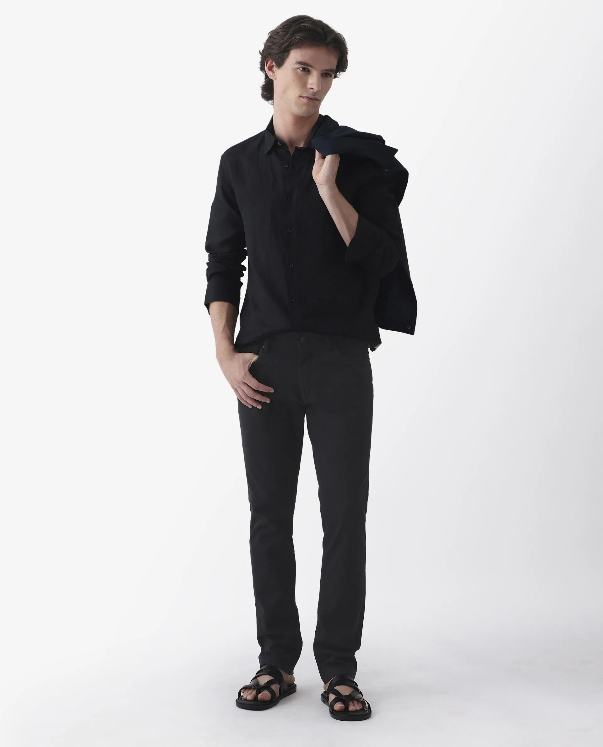 Rare Rabbit Men's Spoke 24 Black Cotton Blend Plain Regular Fit Trouser