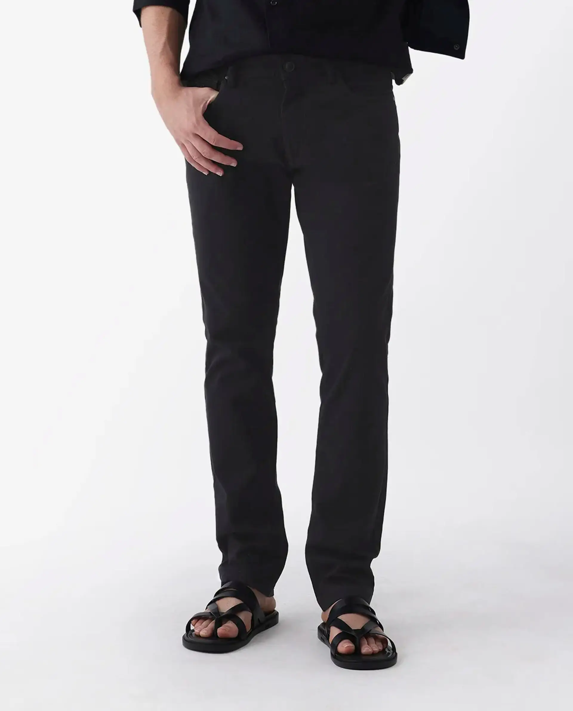 Rare Rabbit Men's Spoke 24 Black Cotton Blend Plain Regular Fit Trouser - Image 9