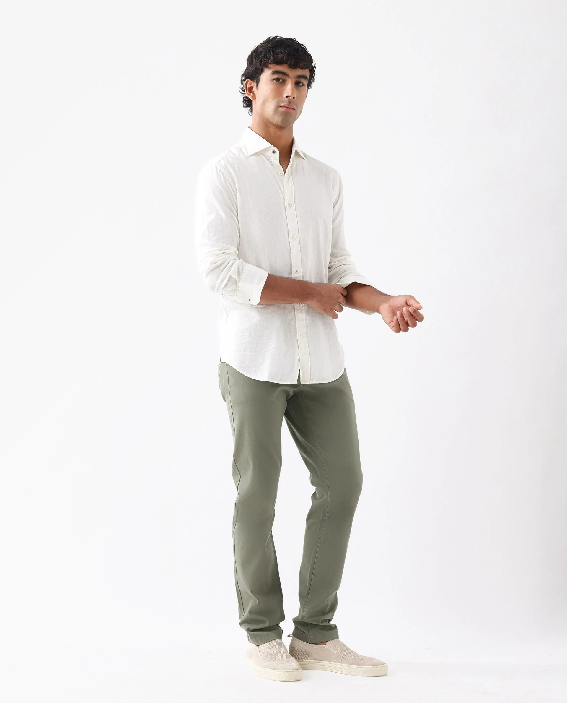 Rare Rabbit Men's Spoke 24 Pastel Green Cotton Blend Plain Regular Fit Trouser - Image 4