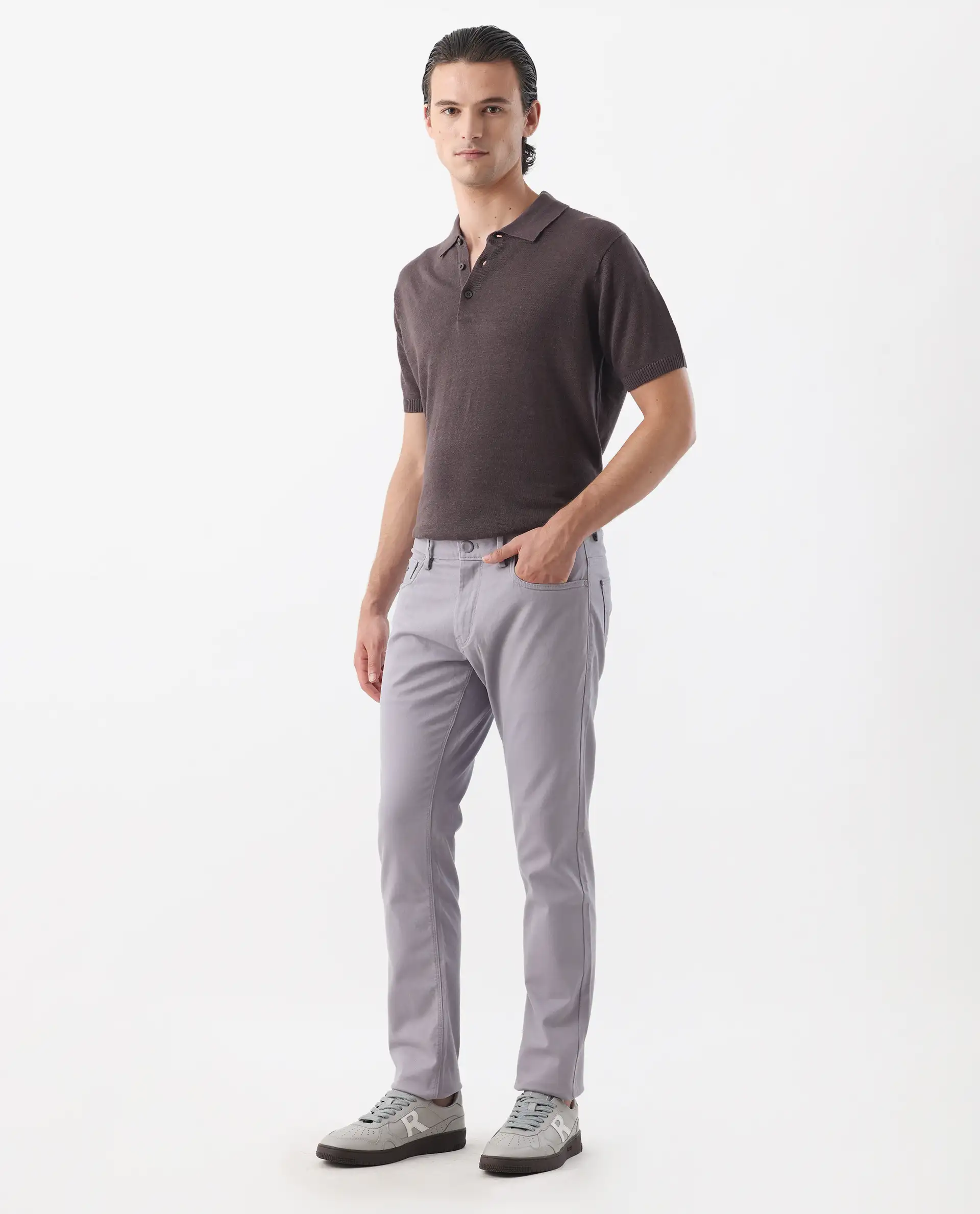 Rare Rabbit Men's Spoke -24 Pastel Purple Cotton Blend Plain Regular Fit Trouser - Image 5