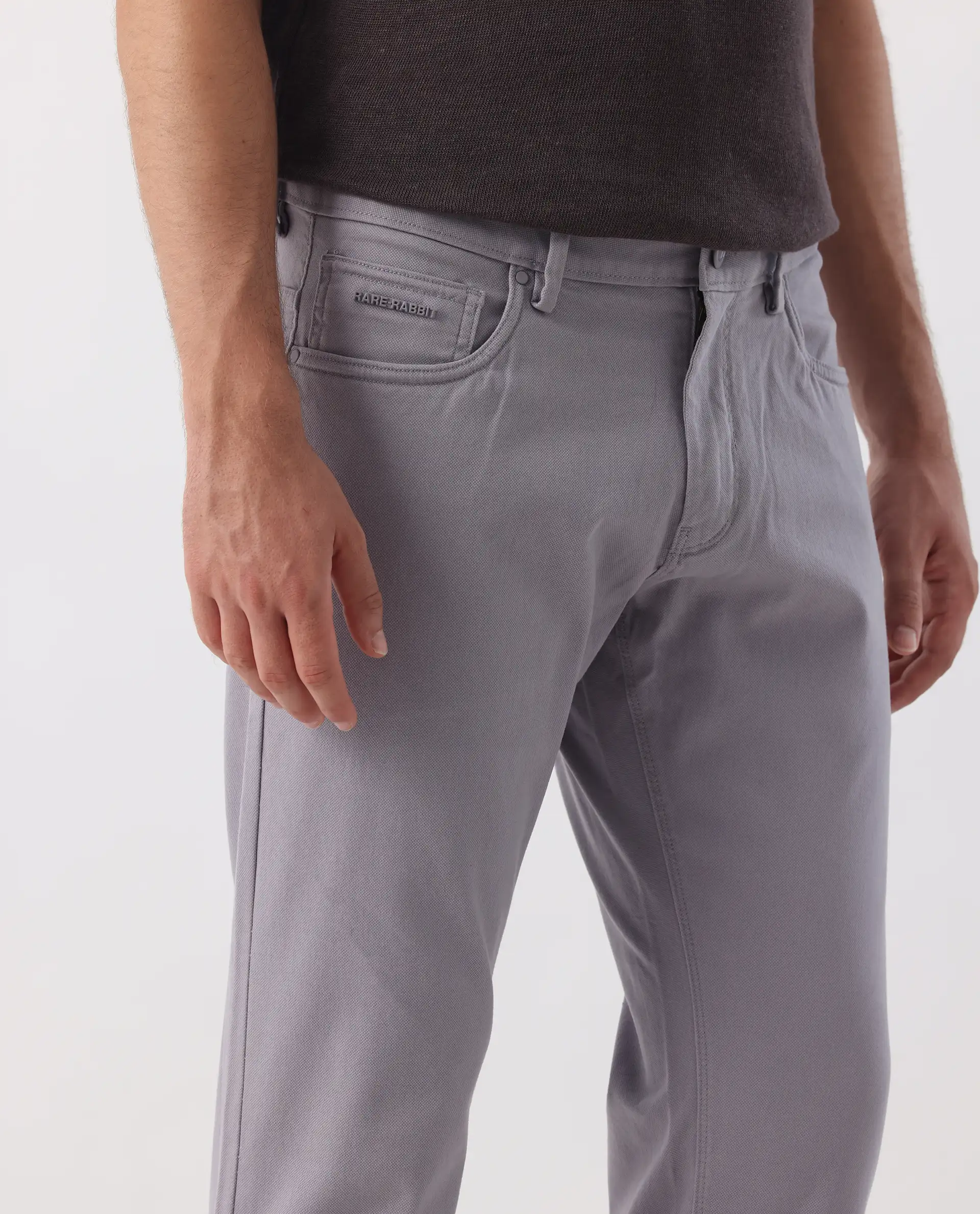 Rare Rabbit Men's Spoke -24 Pastel Purple Cotton Blend Plain Regular Fit Trouser - Image 7
