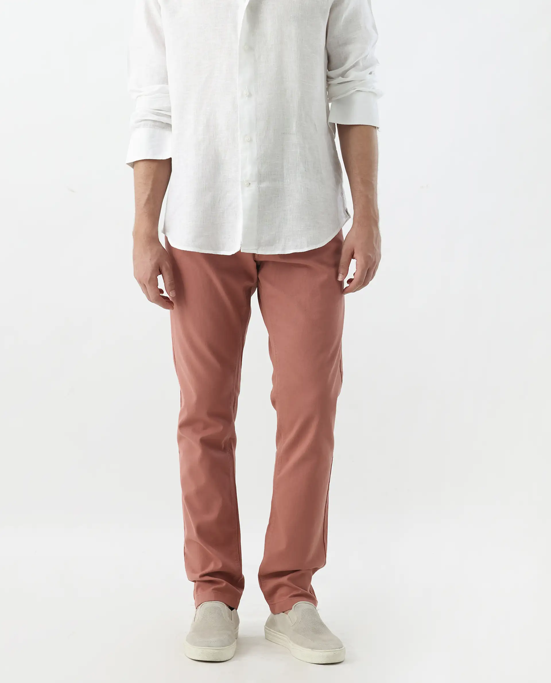 Rare Rabbit Men's Spoke 24 Rust Cotton Blend Plain Regular Fit Trouser - Image 2