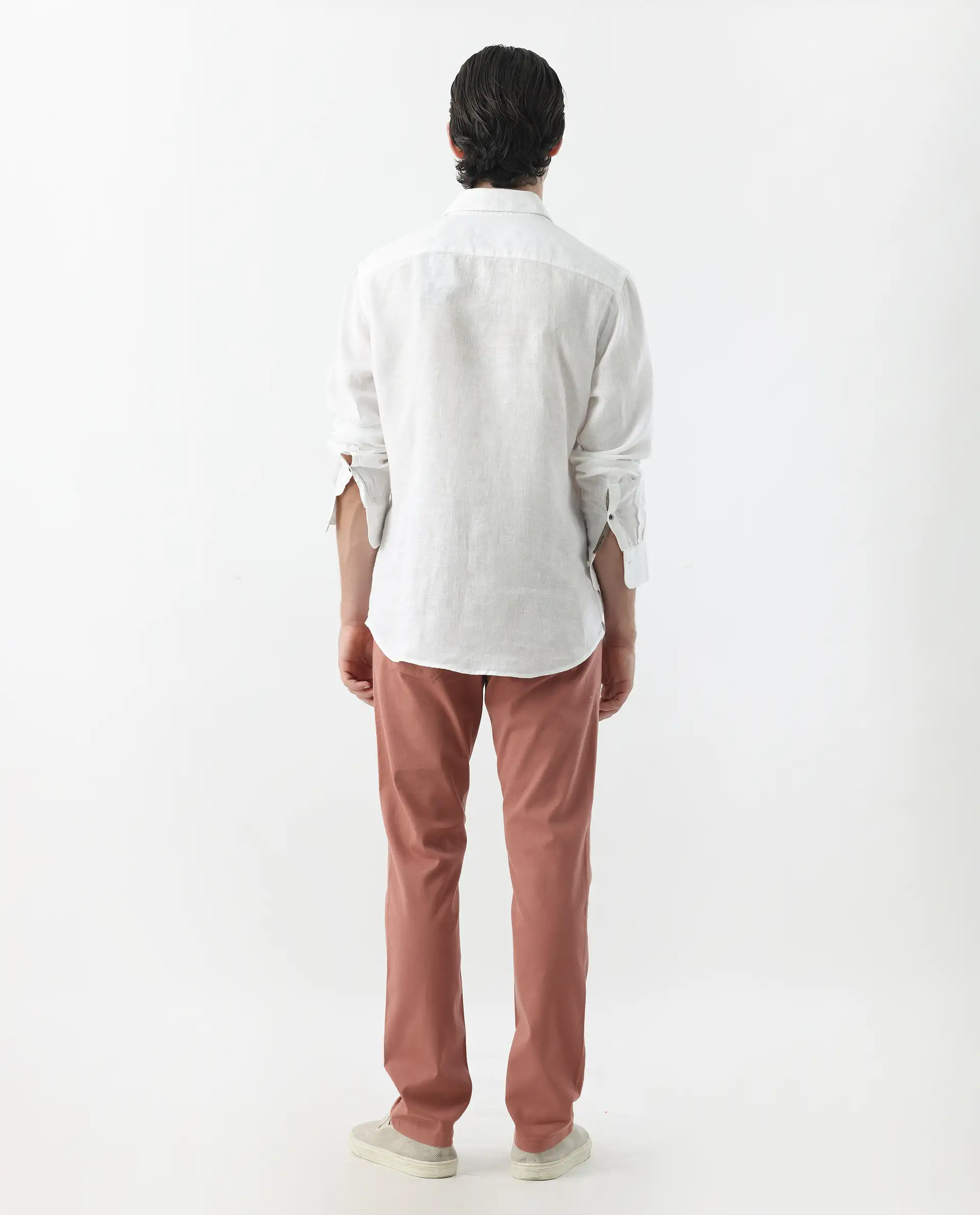 Rare Rabbit Men's Spoke 24 Rust Cotton Blend Plain Regular Fit Trouser - Image 4