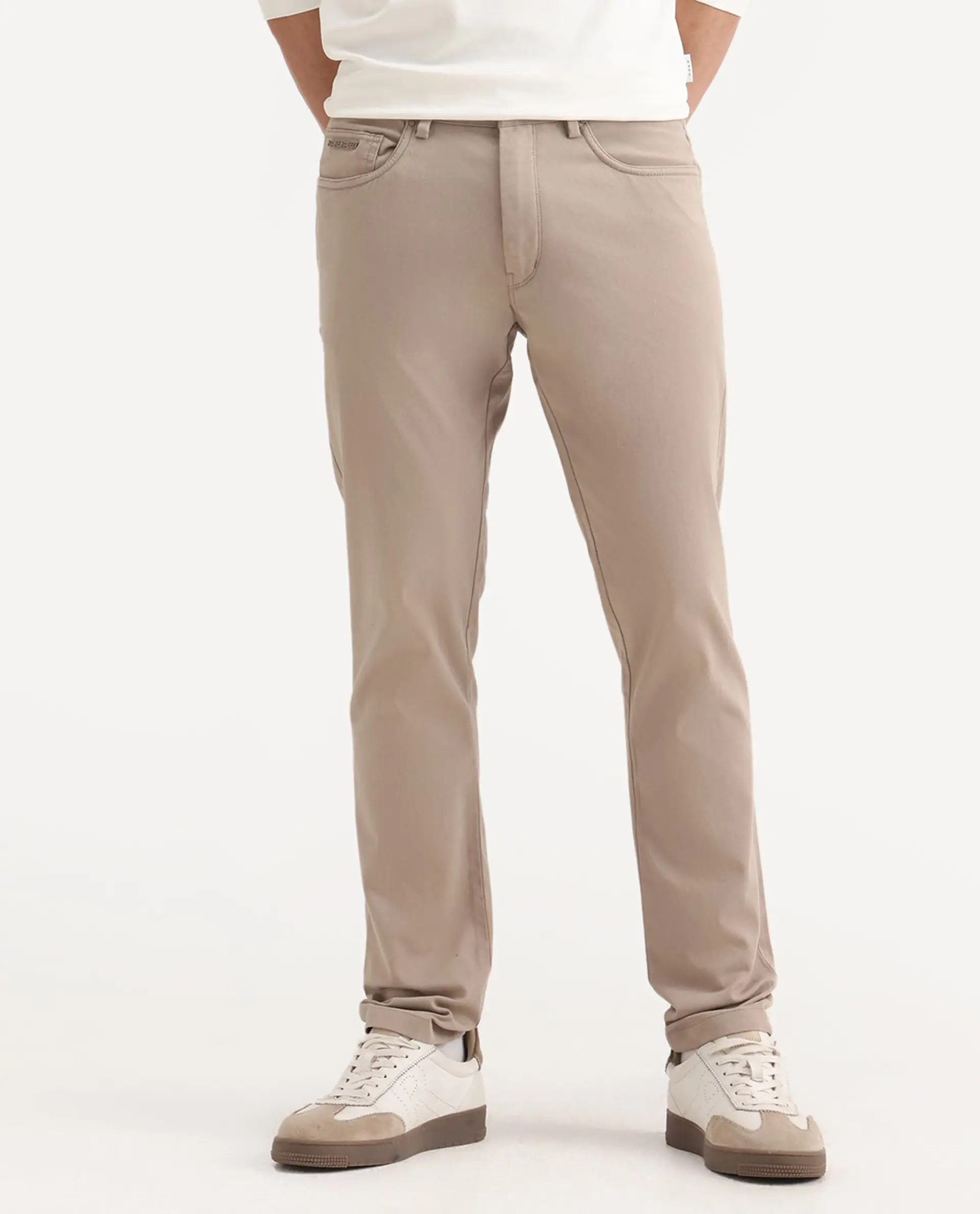 Rare Rabbit Men's Spoke-Aw25 Beige Cotton Blend Plain Regular Fit Trouser - Image 8