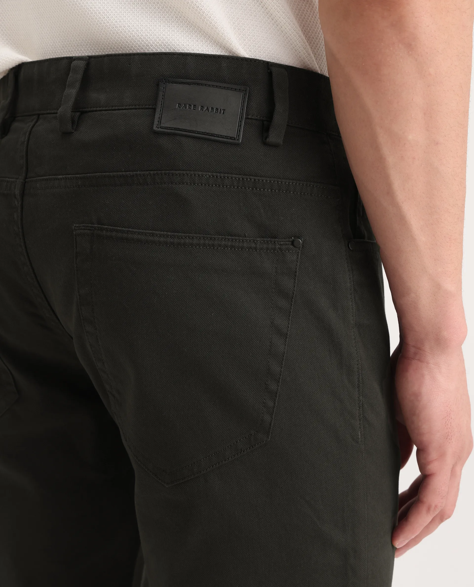 Rare Rabbit Men's Spoke-Aw25 Dark Green Cotton Blend Plain Regular Fit Trouser - Image 7