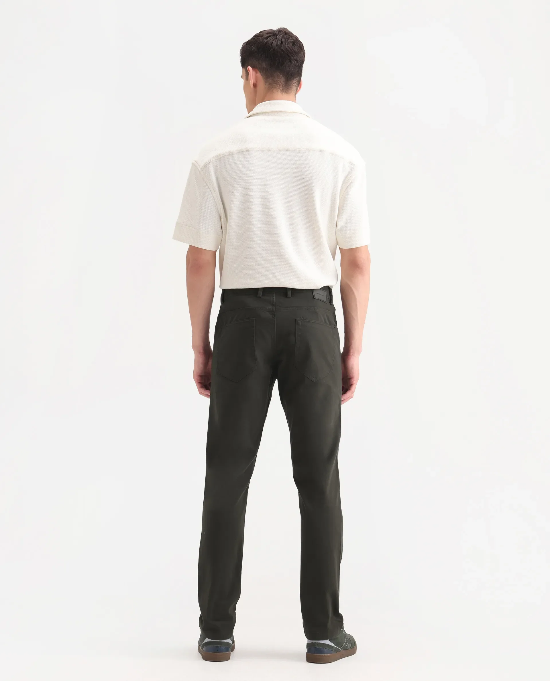 Rare Rabbit Men's Spoke-Aw25 Dark Green Cotton Blend Plain Regular Fit Trouser - Image 8