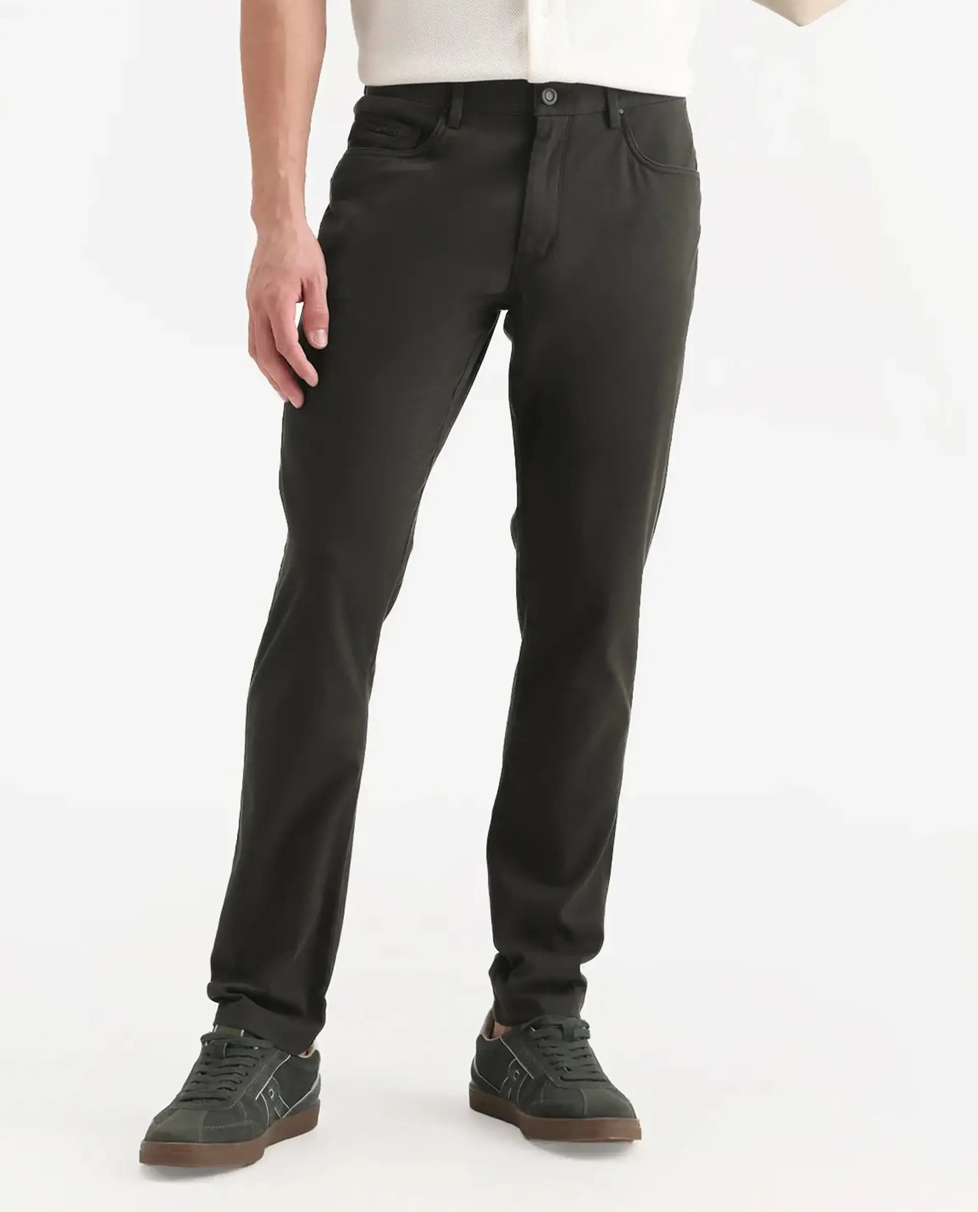 Rare Rabbit Men's Spoke-Aw25 Dark Green Cotton Blend Plain Regular Fit Trouser - Image 9