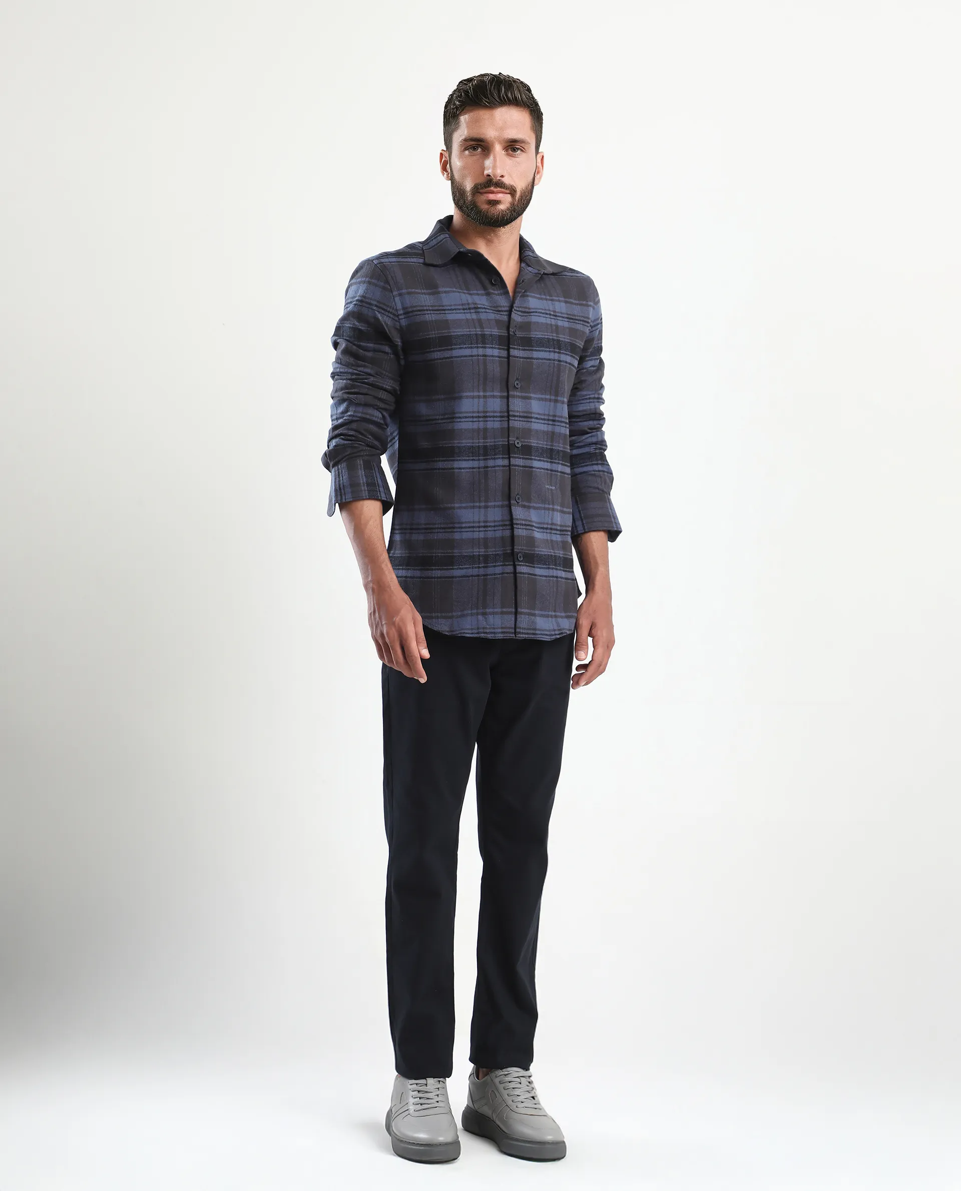 Rare Rabbit Men's Spoke-Aw25 Navy Cotton Blend Plain Regular Fit Trouser - Image 3