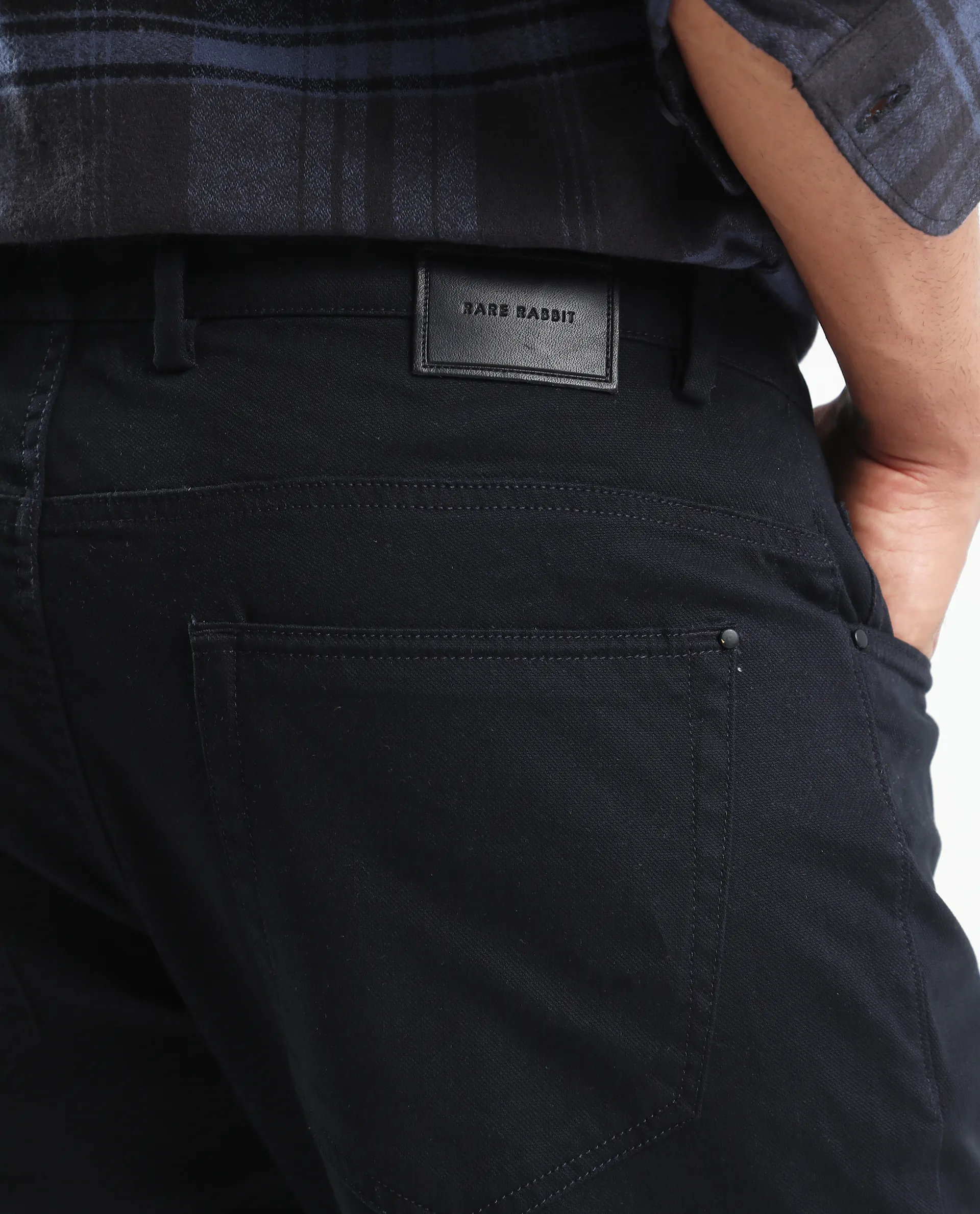 Rare Rabbit Men's Spoke-Aw25 Navy Cotton Blend Plain Regular Fit Trouser - Image 7