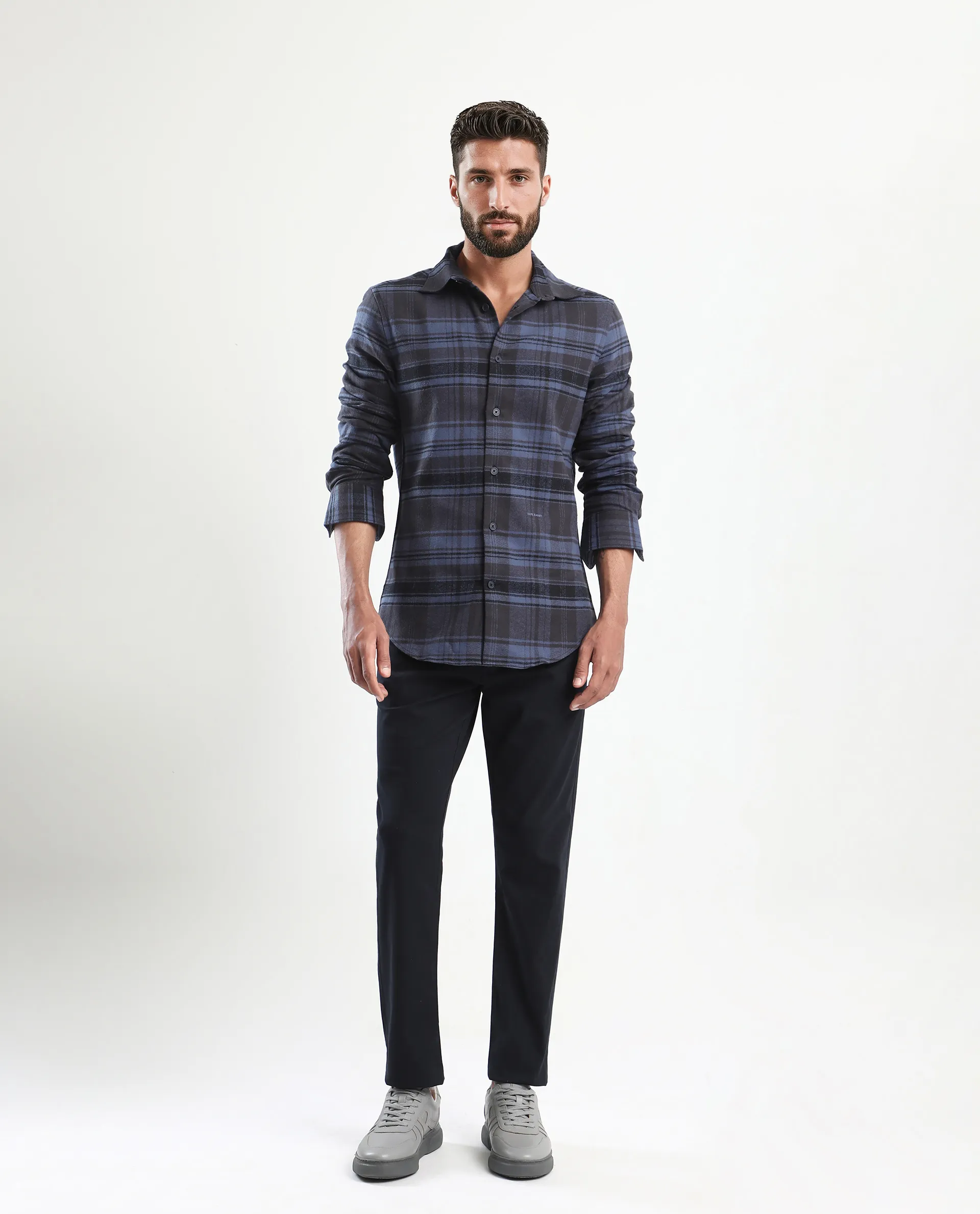 Rare Rabbit Men's Spoke-Aw25 Navy Cotton Blend Plain Regular Fit Trouser - Image 8