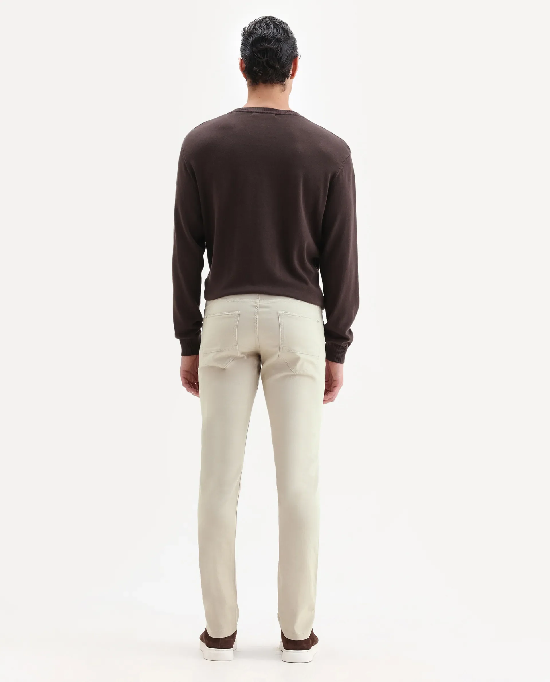 Rare Rabbit Men's Spoke Beige Cotton Plain Regular Fit Trouser - Image 8