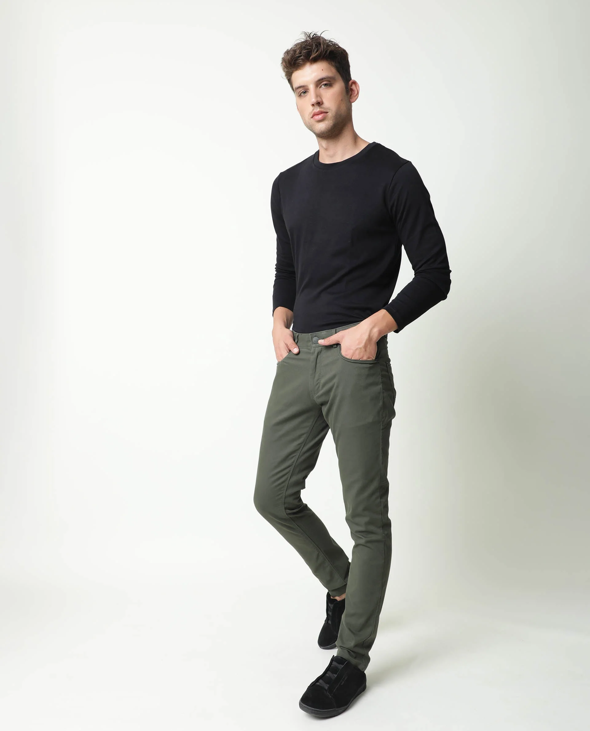 Rare Rabbit Men's Spoke Green Cotton Plain Regular Fit Trouser - Image 2
