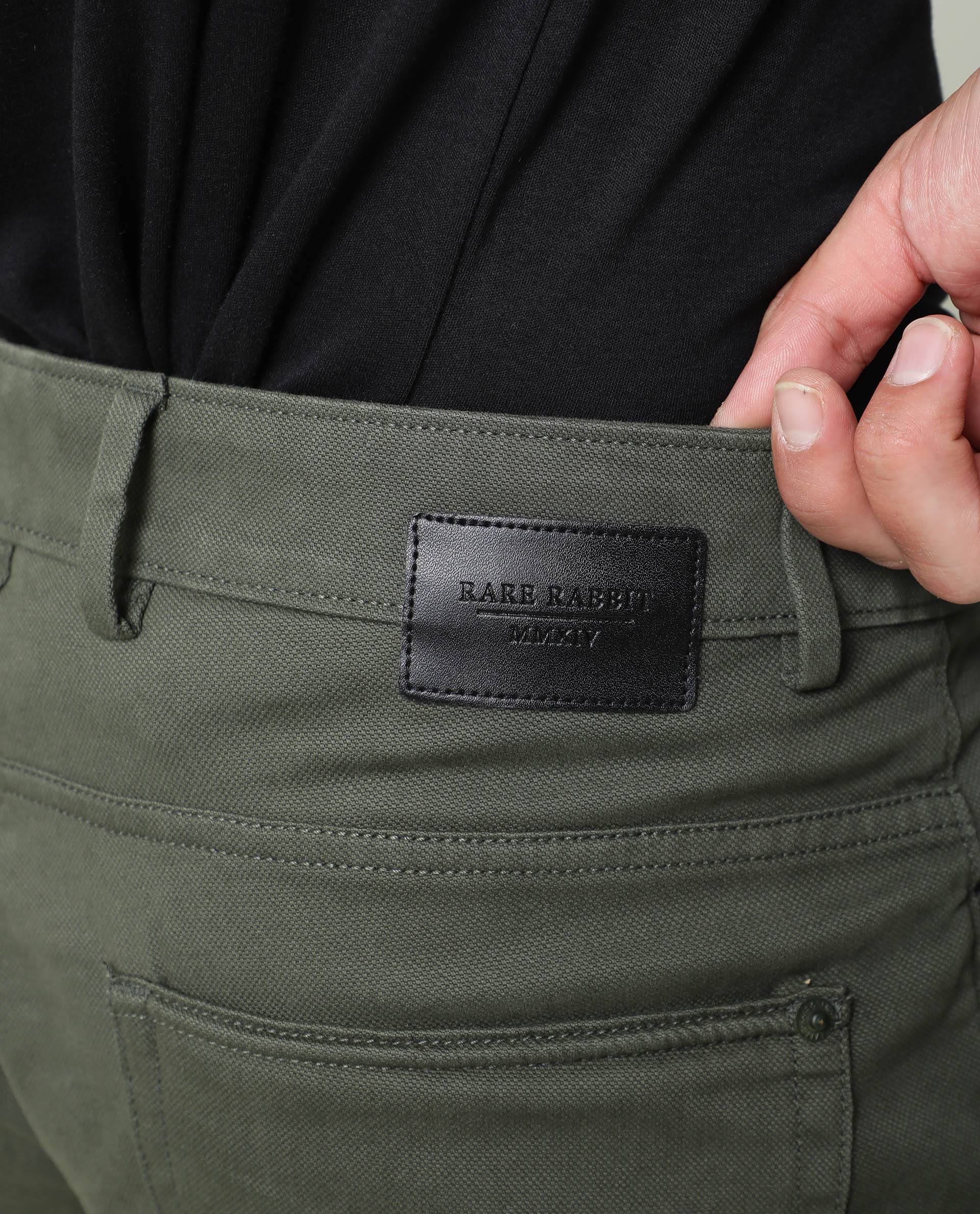 Rare Rabbit Men's Spoke Green Cotton Plain Regular Fit Trouser - Image 4