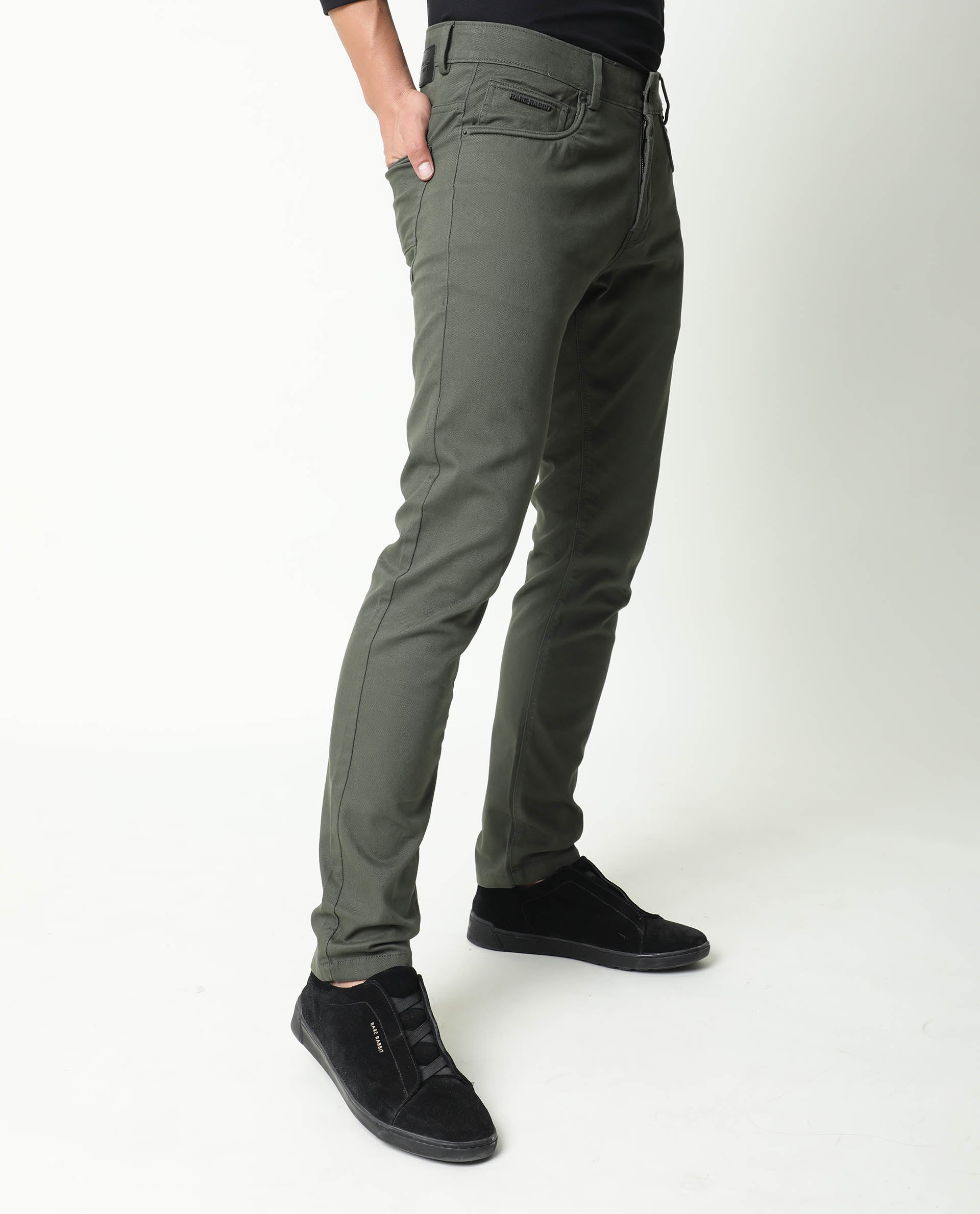 Rare Rabbit Men's Spoke Green Cotton Plain Regular Fit Trouser - Image 6