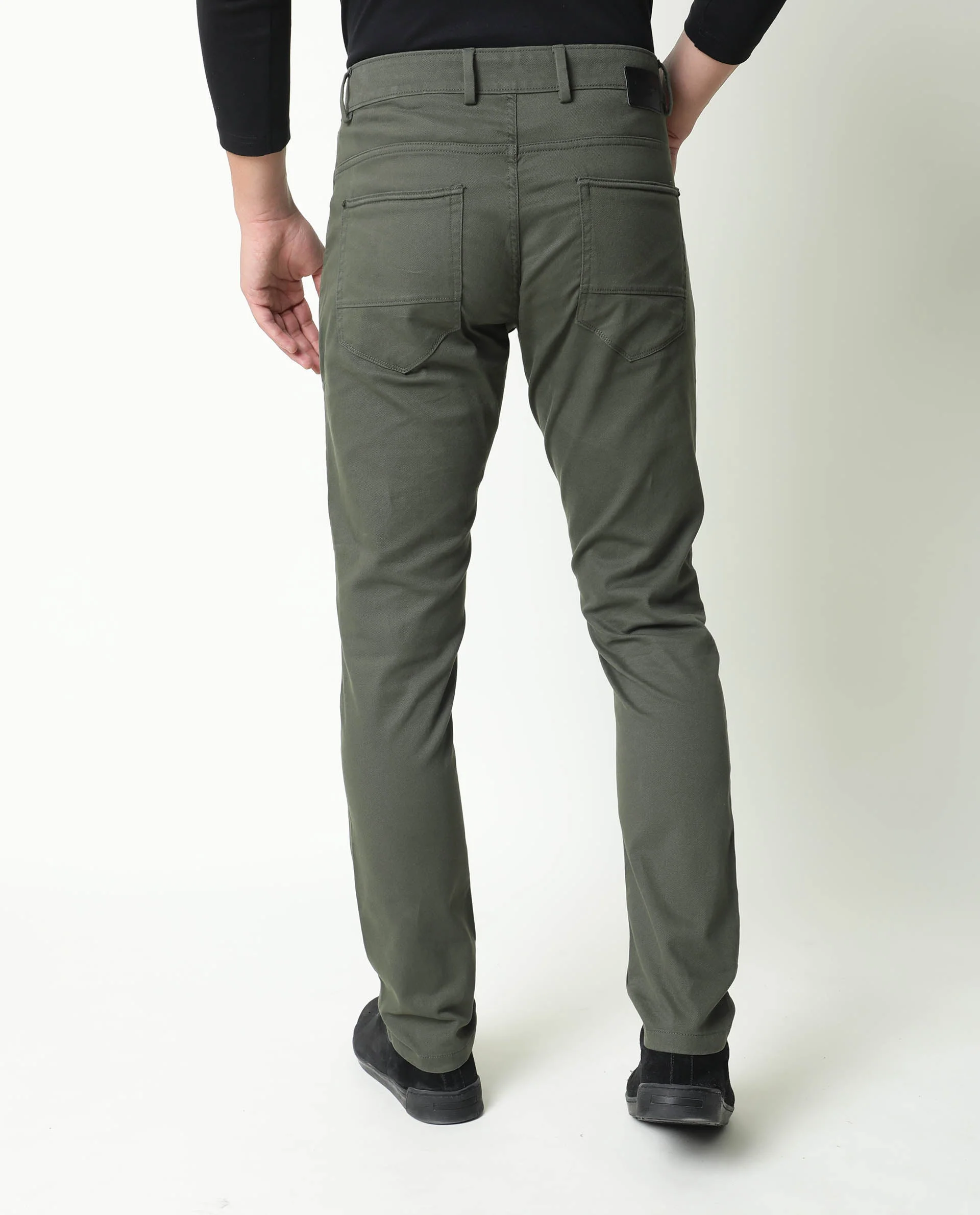 Rare Rabbit Men's Spoke Green Cotton Plain Regular Fit Trouser - Image 7