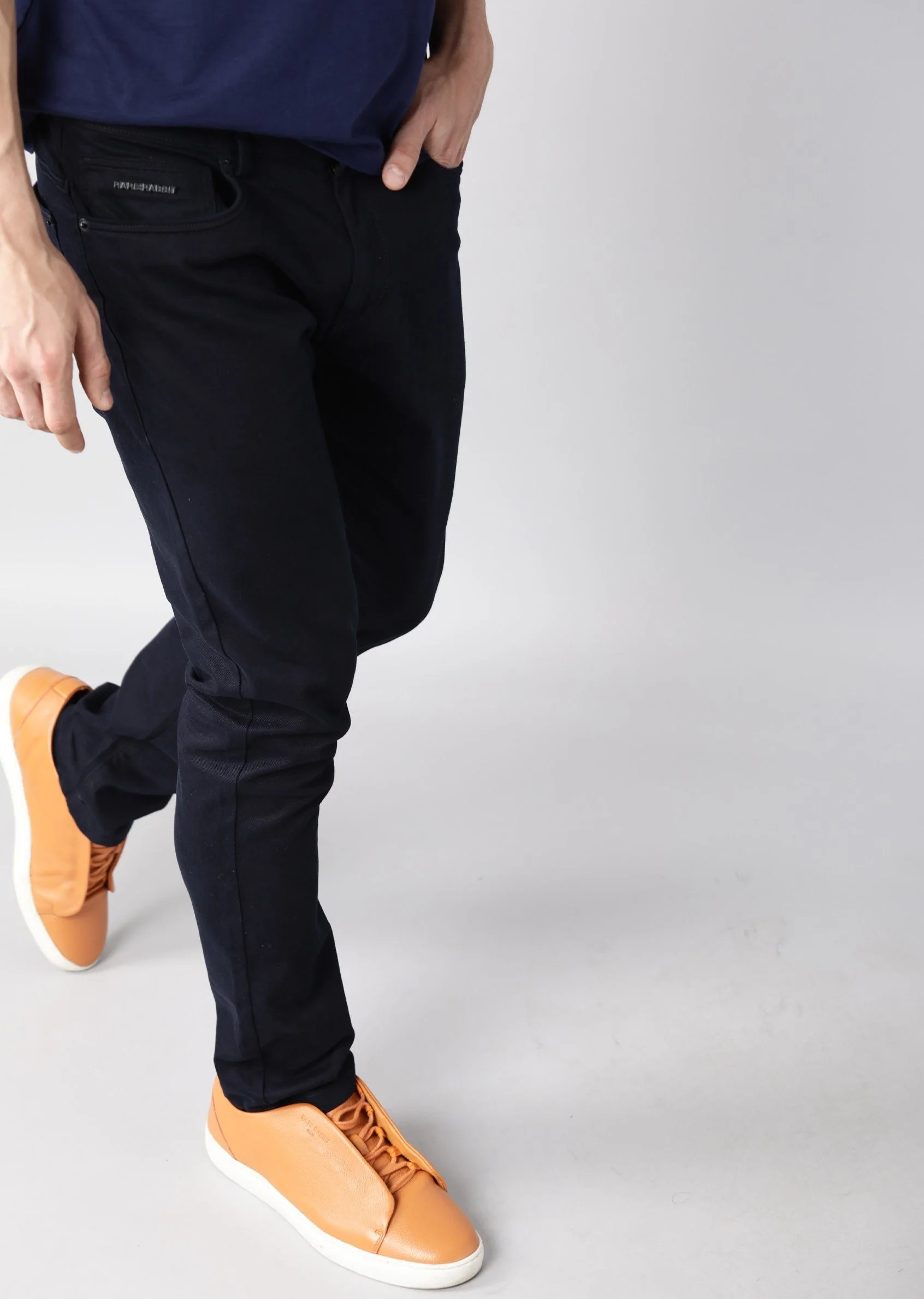 Rare Rabbit Men's Spoke Navy Cotton Plain Regular Fit Trouser - Image 4