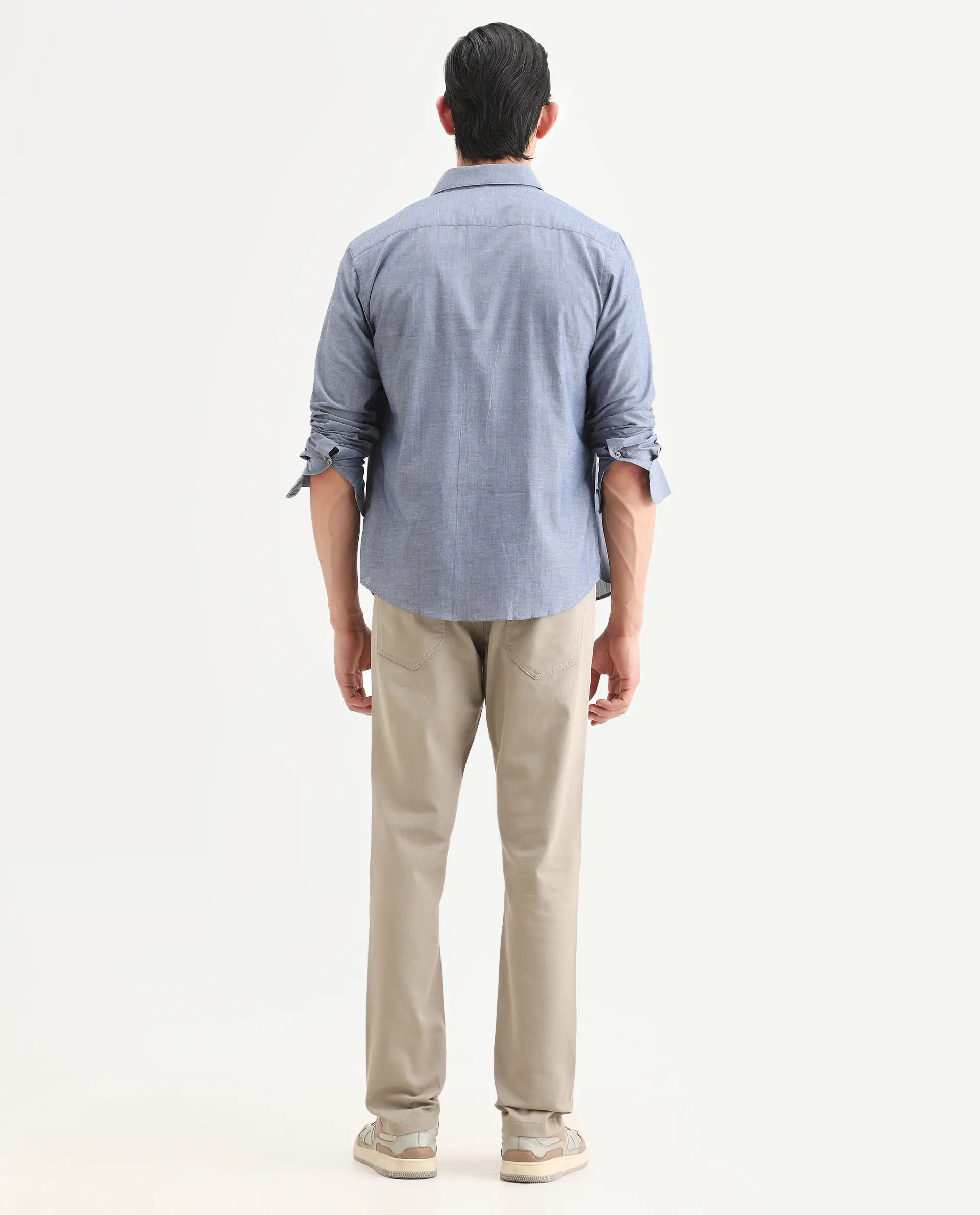 Rare Rabbit Men's Spoke-Ss26 Beige Cotton Blend Fabric Regular Fit Plain Trouser - Image 8