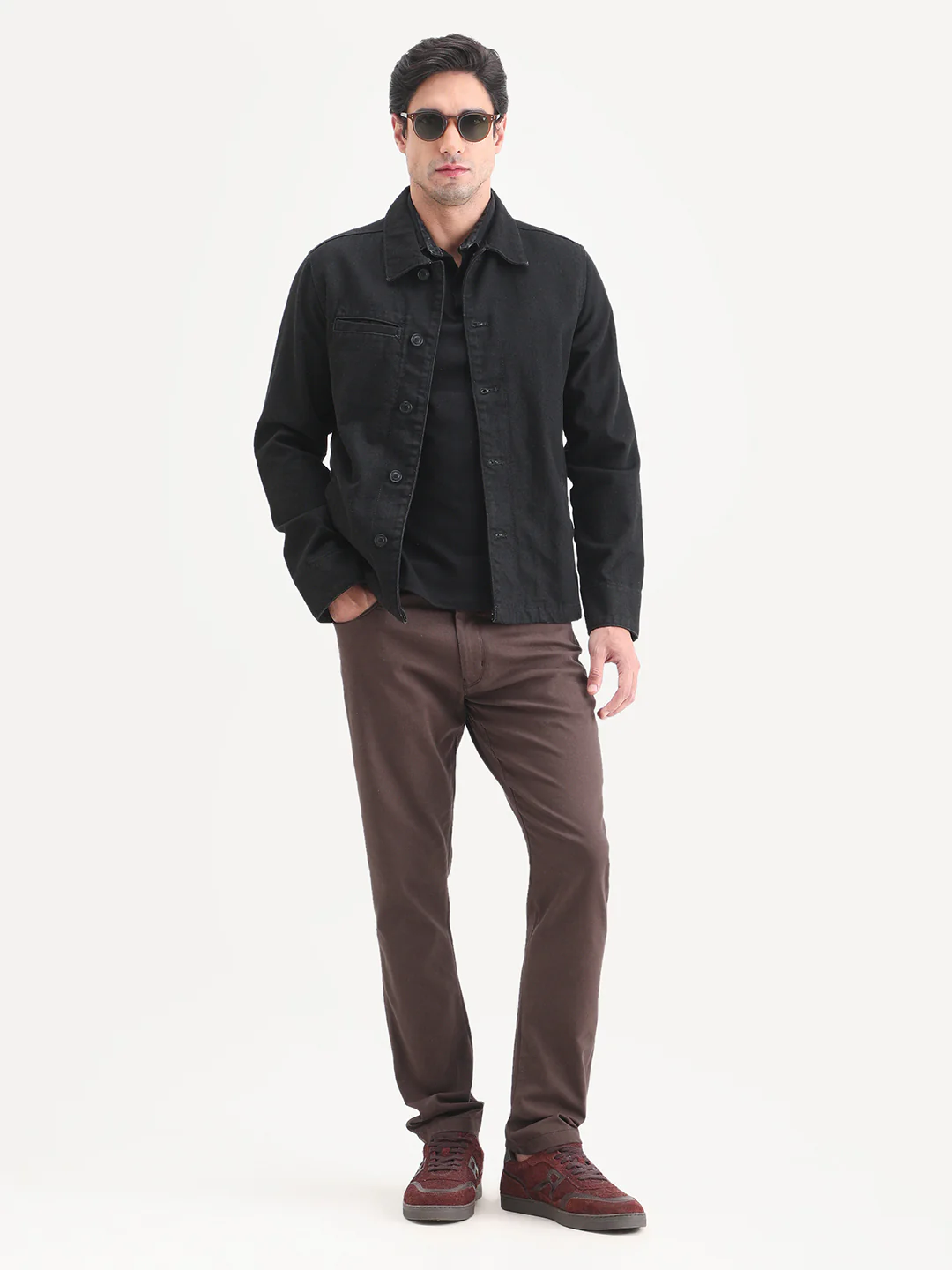 Rare Rabbit Men's Spoke-Ss26 Brown Cotton Blend Fabric Regular Fit Plain Trouser