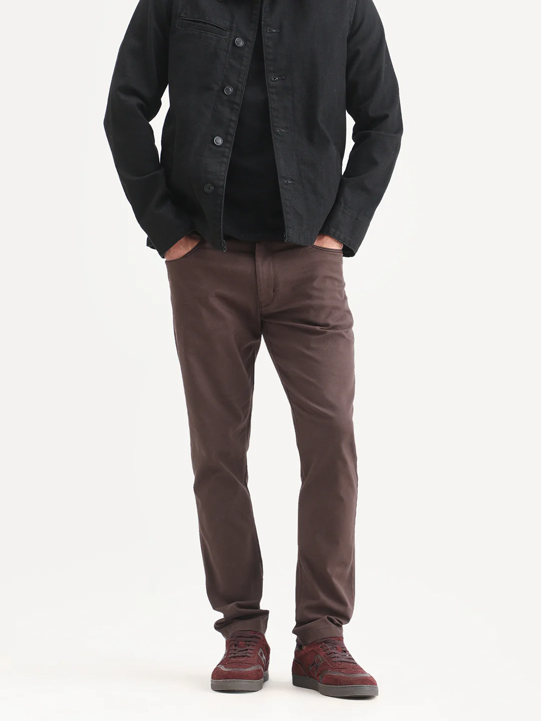 Rare Rabbit Men's Spoke-Ss26 Brown Cotton Blend Fabric Regular Fit Plain Trouser - Image 2