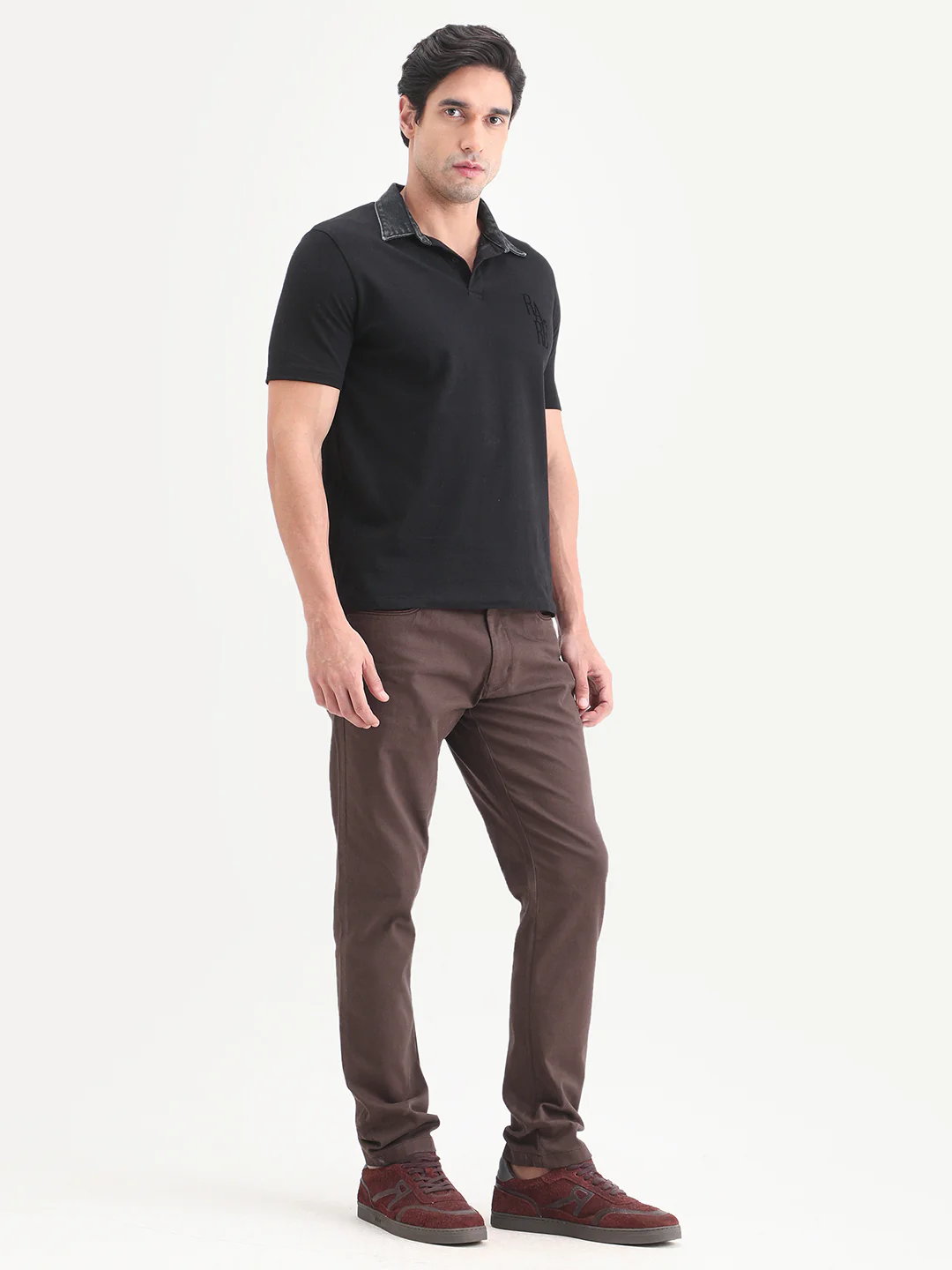 Rare Rabbit Men's Spoke-Ss26 Brown Cotton Blend Fabric Regular Fit Plain Trouser - Image 4