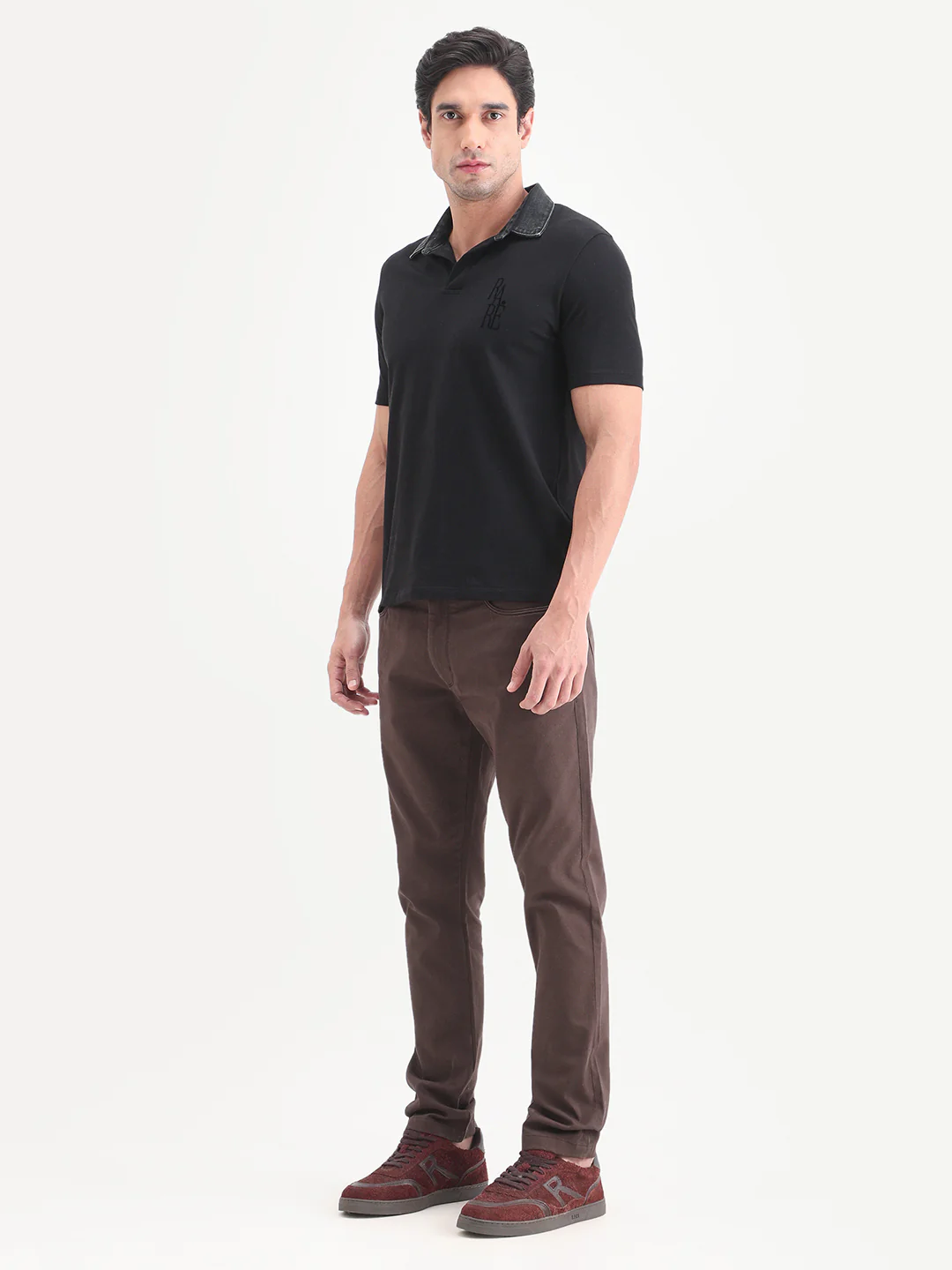Rare Rabbit Men's Spoke-Ss26 Brown Cotton Blend Fabric Regular Fit Plain Trouser - Image 8