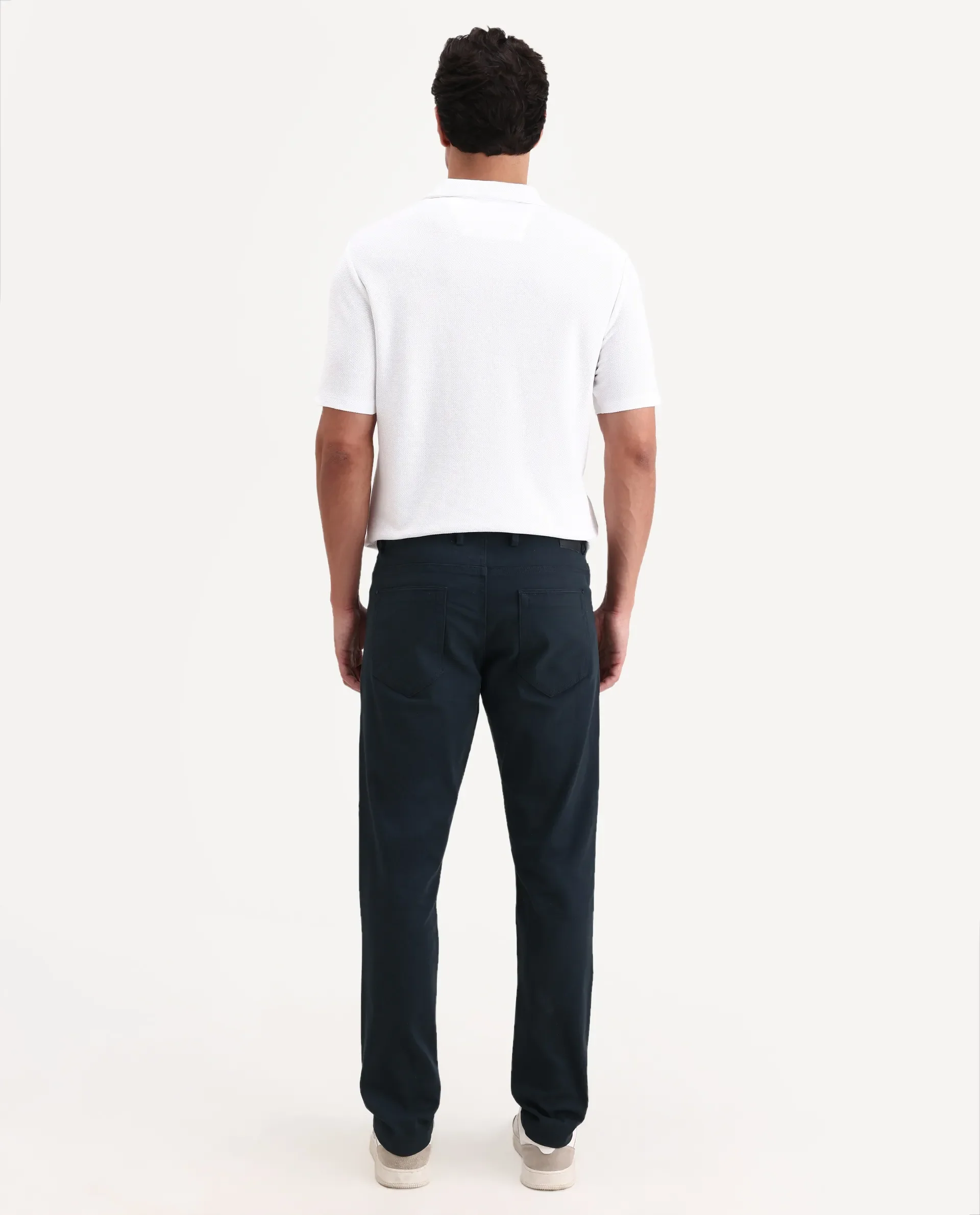 Rare Rabbit Men's Spoke-Ss26 Navy Cotton Blend Fabric Regular Fit Plain Trouser - Image 8