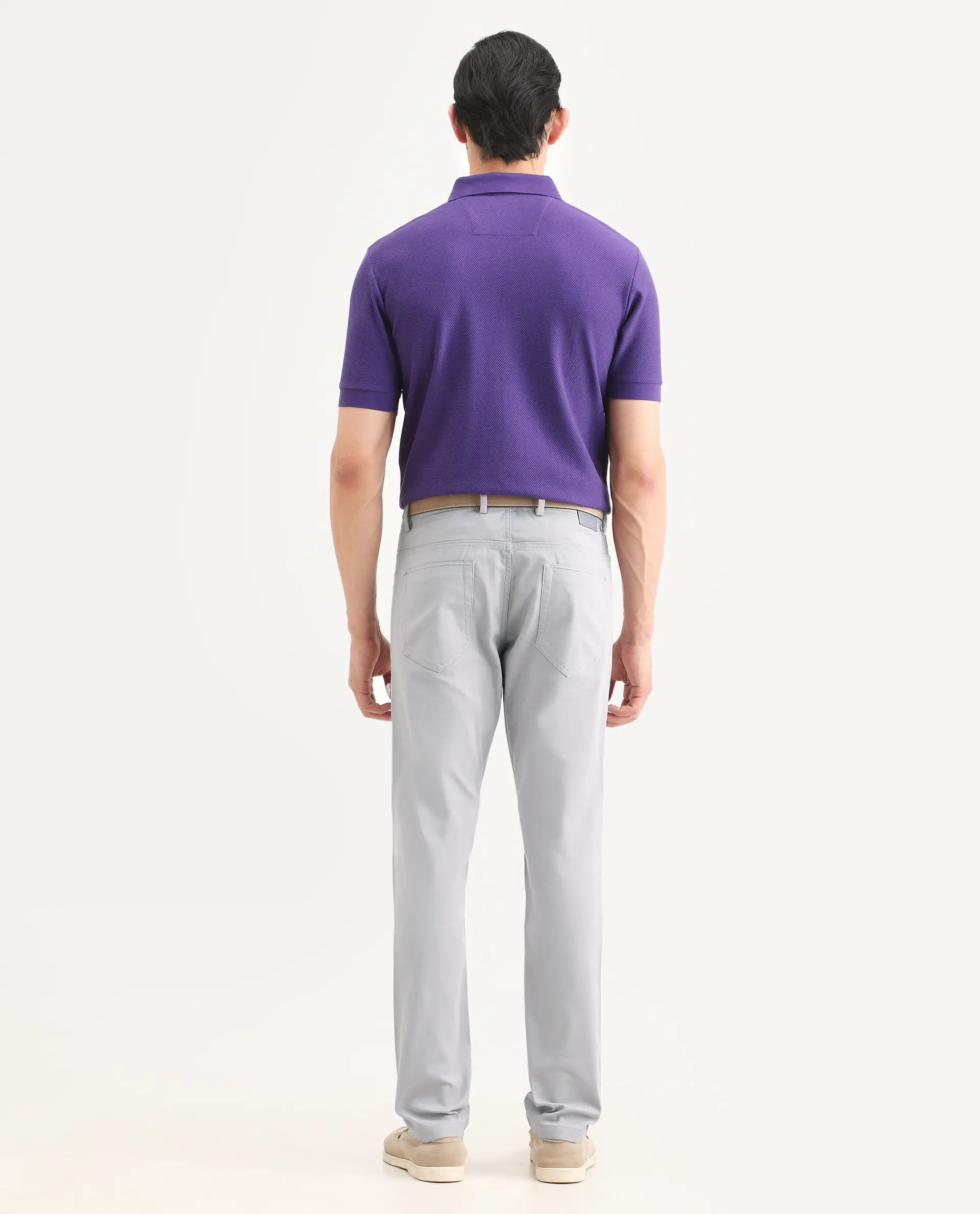 Rare Rabbit Men's Spoke-Ss26 Purple Cotton Blend Fabric Regular Fit Plain Trouser - Image 8