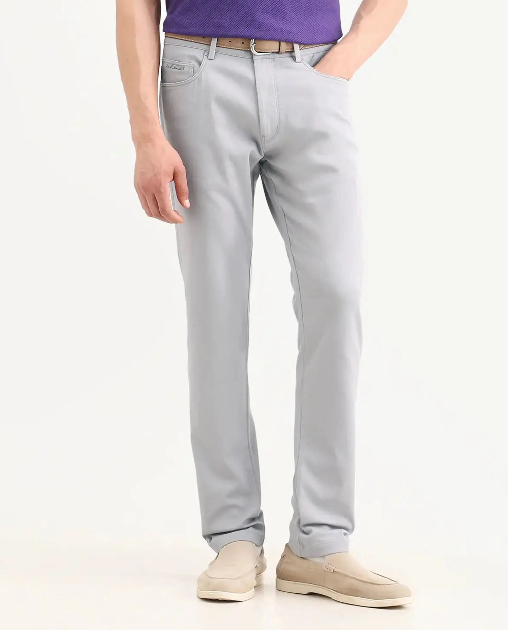Rare Rabbit Men's Spoke-Ss26 Purple Cotton Blend Fabric Regular Fit Plain Trouser - Image 9