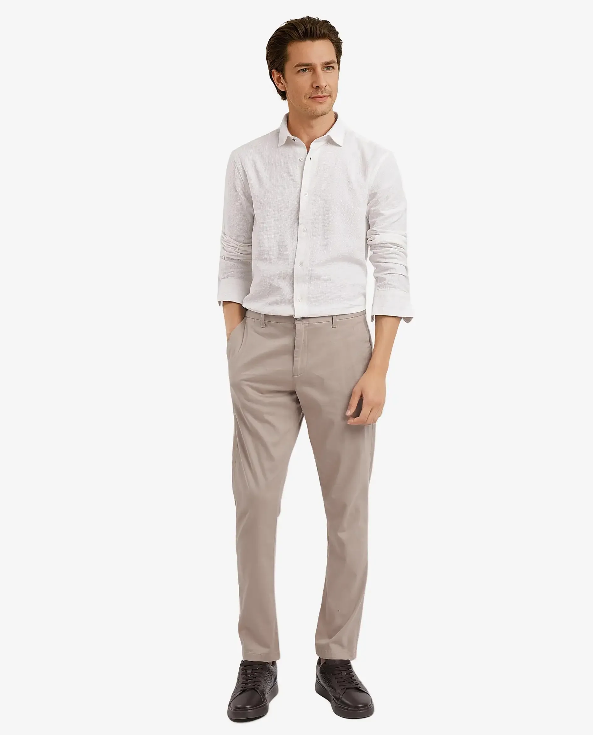 Rare Rabbit Men's Squa-1 Off White Cotton Textured Regular Fit Full Sleeve Collared Shirt - Image 2