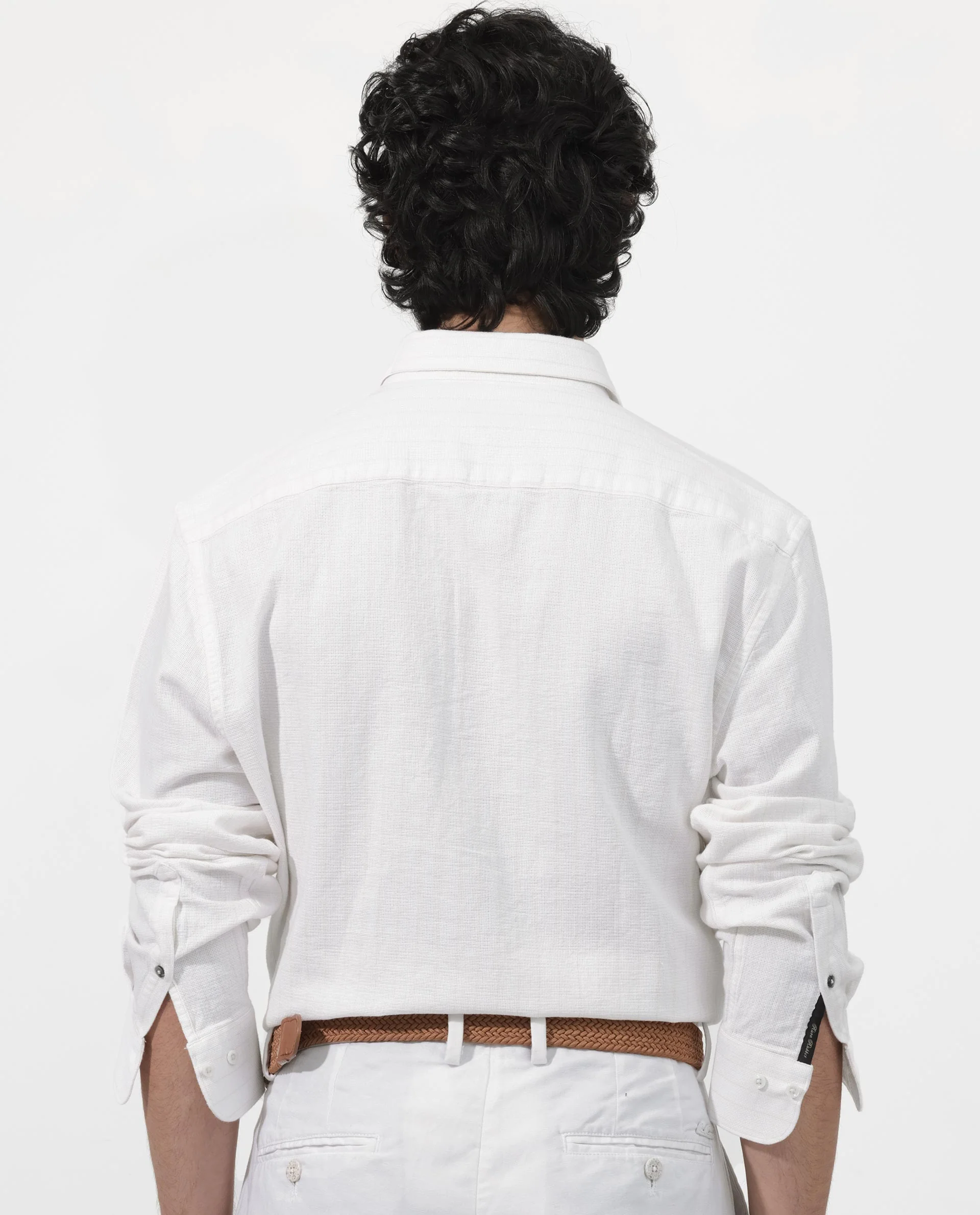 Rare Rabbit Men's Squa Off White Cotton Plain Regular Fit Full Sleeve Collared Shirt - Image 10