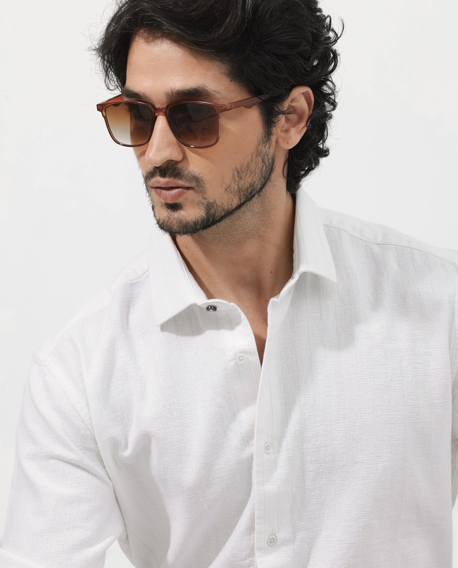 Rare Rabbit Men's Squa Off White Cotton Plain Regular Fit Full Sleeve Collared Shirt - Image 3