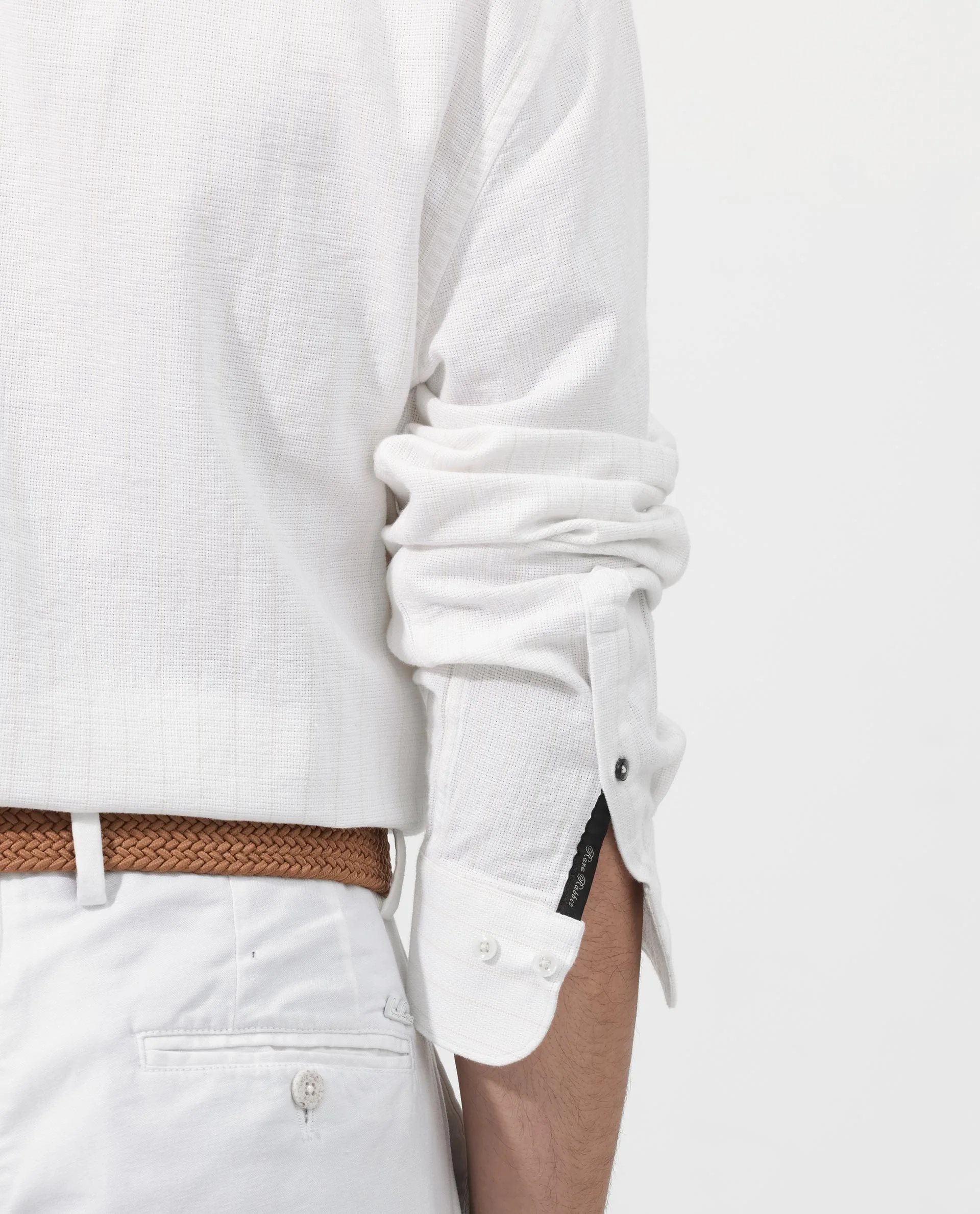 Rare Rabbit Men's Squa Off White Cotton Plain Regular Fit Full Sleeve Collared Shirt - Image 5