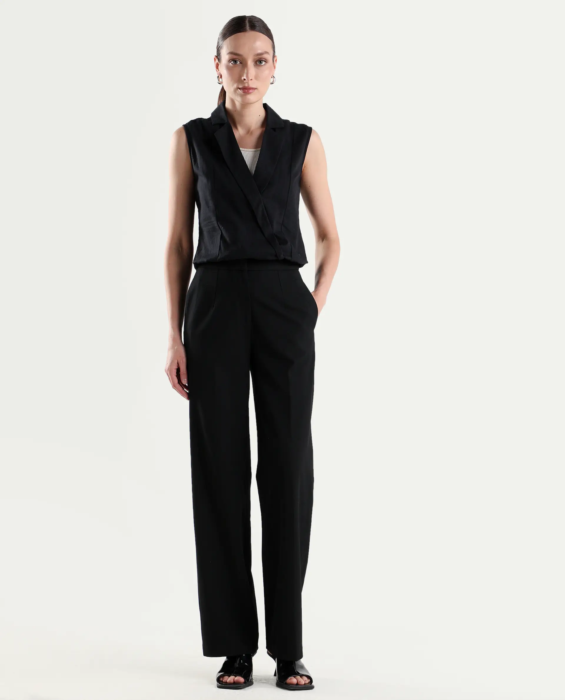 Rareism Women's Srait-1 Black Viscose Fabric Straight Plain Trouser - Image 2