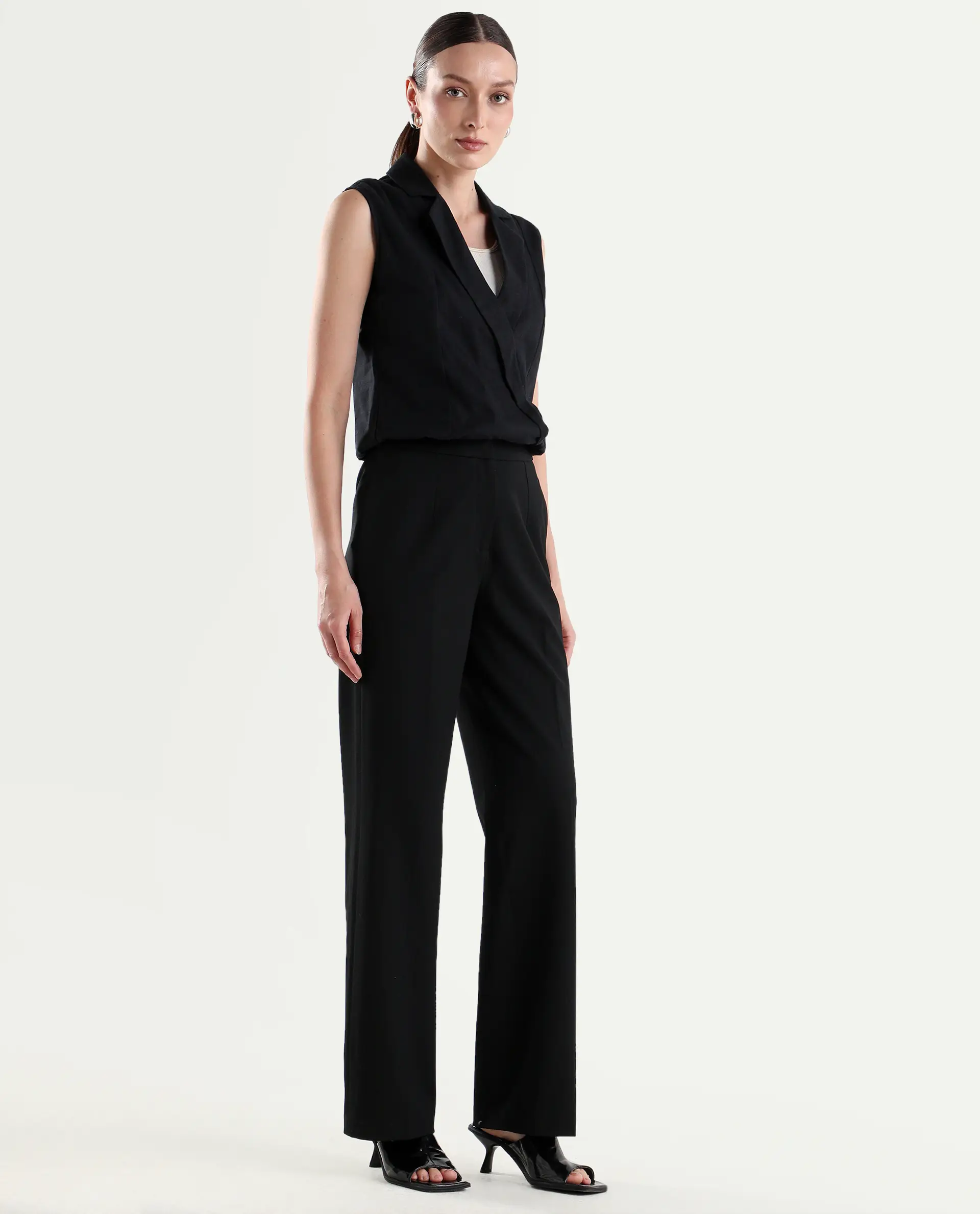 Rareism Women's Srait-1 Black Viscose Fabric Straight Plain Trouser - Image 6