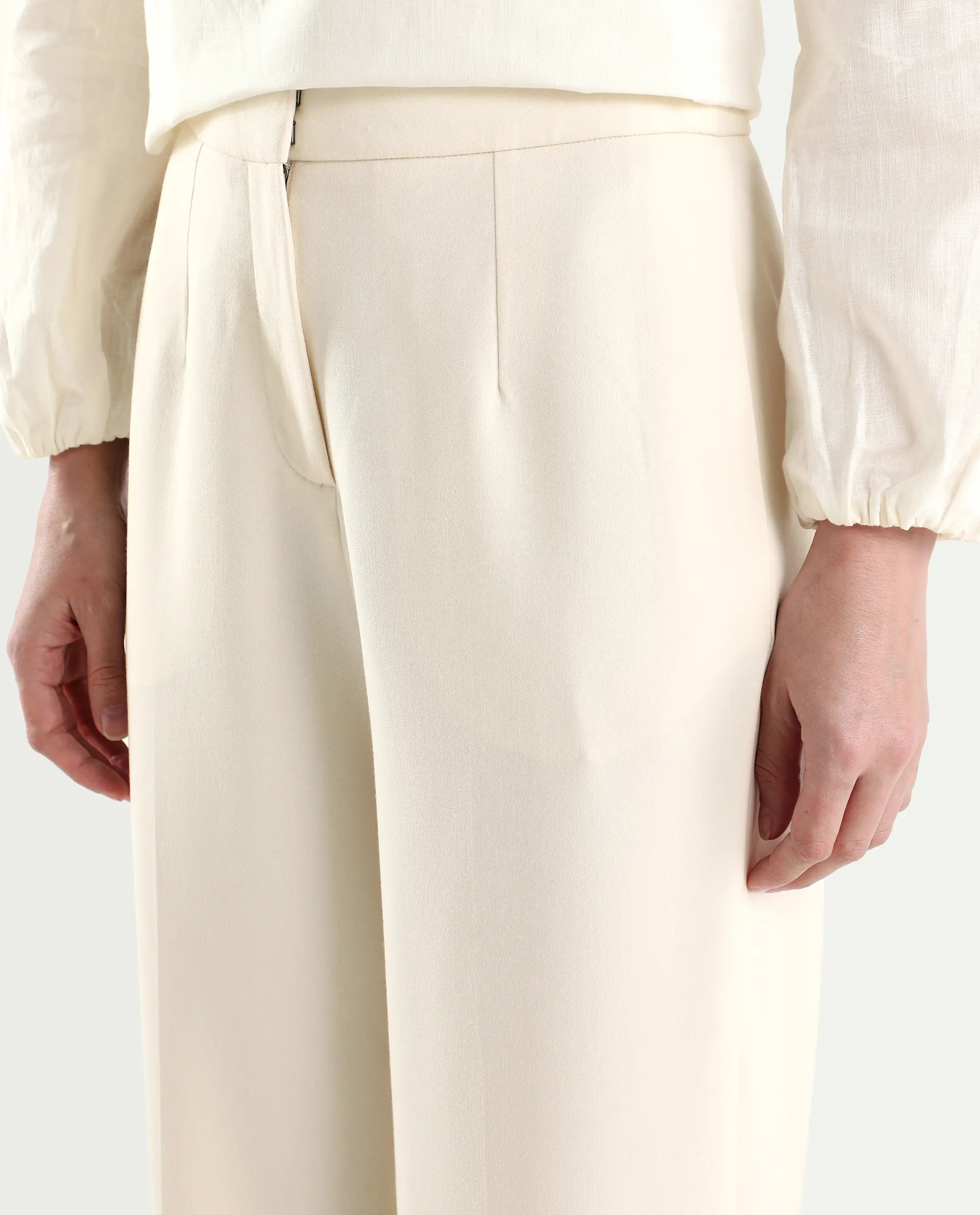 Rareism Women's Srait-1 Off White Viscose Fabric Straight Plain Trouser - Image 4