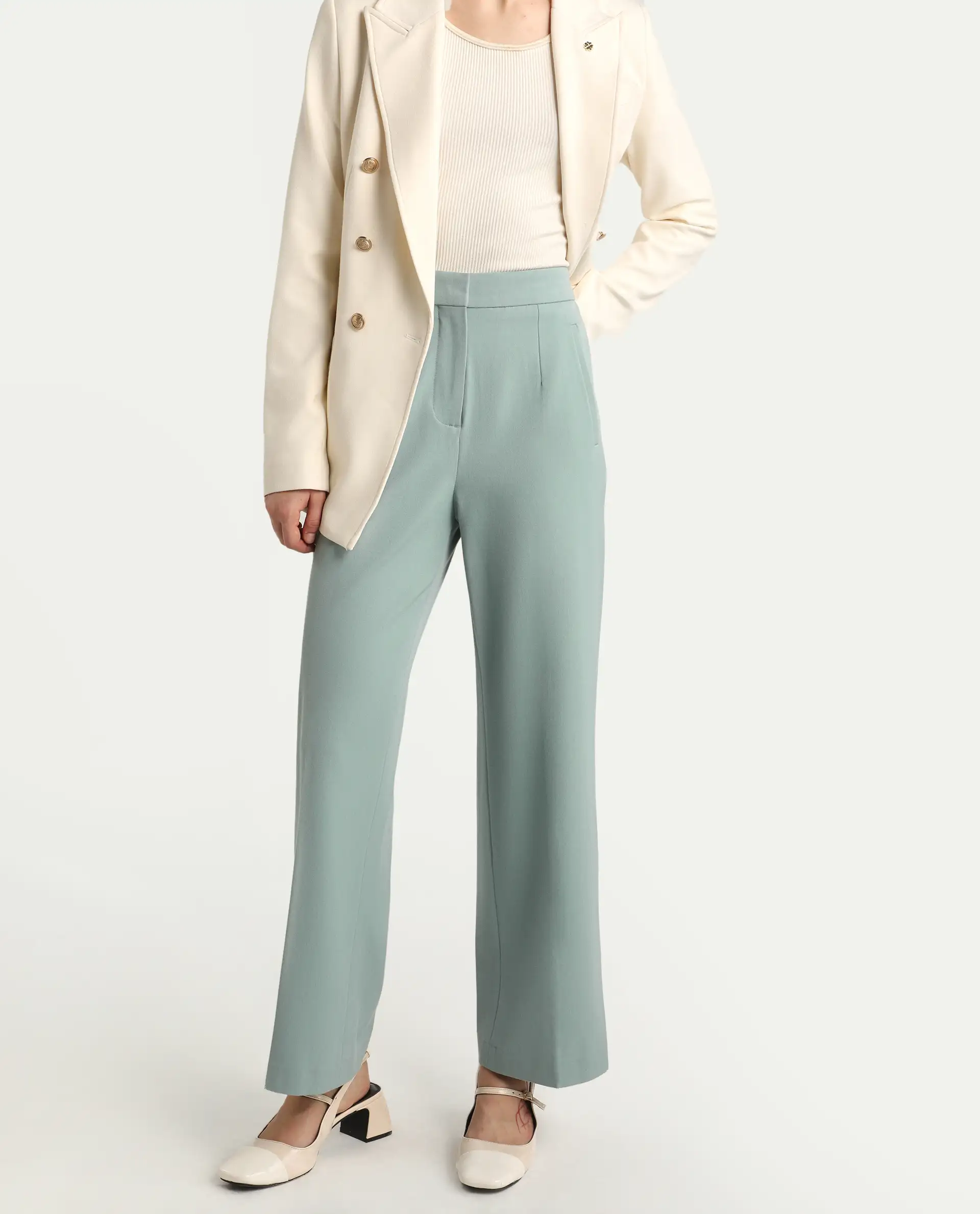 Rareism Women's Srait Aqua Polyester blend Straight Fit Travel Trouser - Image 2