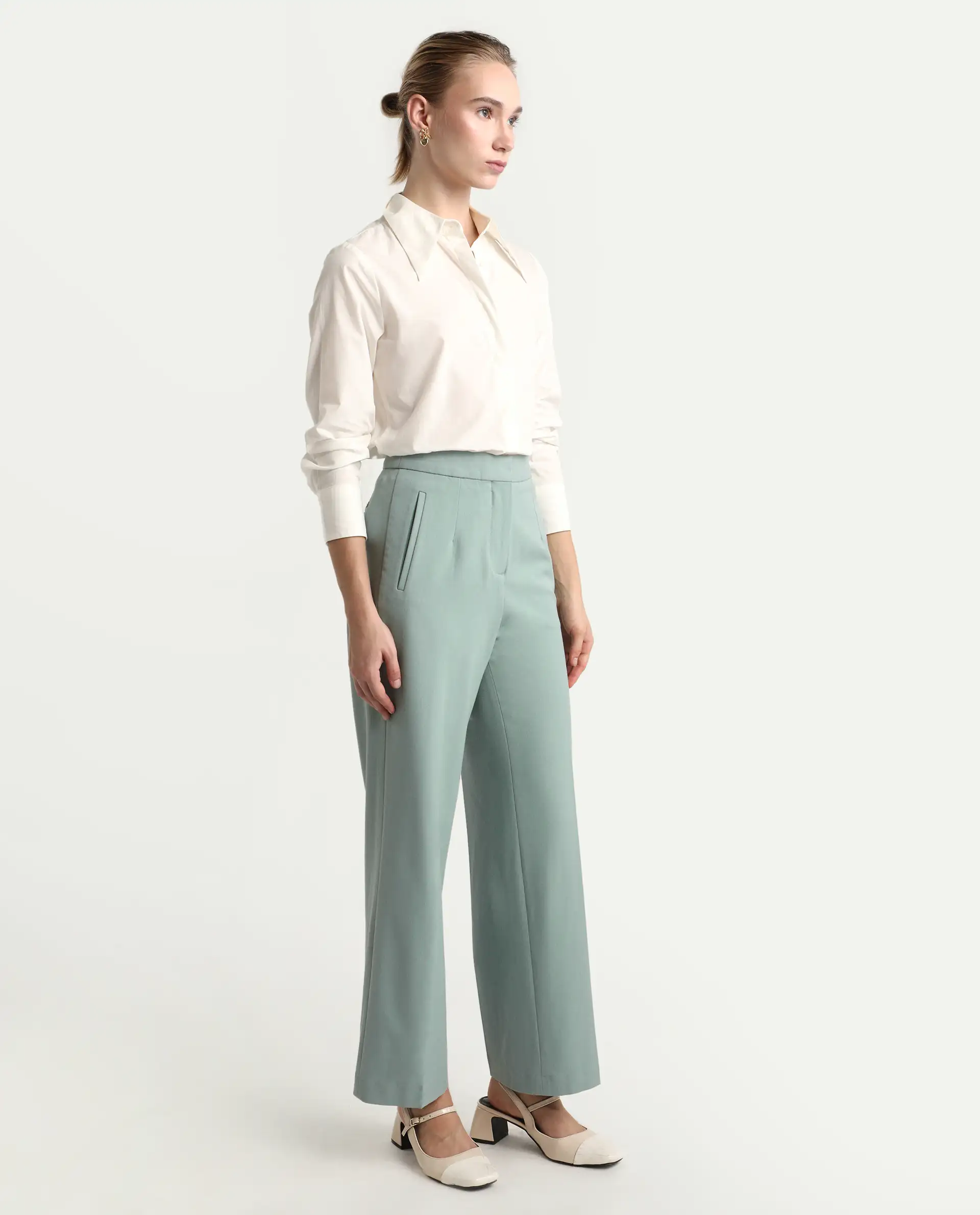 Rareism Women's Srait Aqua Polyester blend Straight Fit Travel Trouser - Image 5