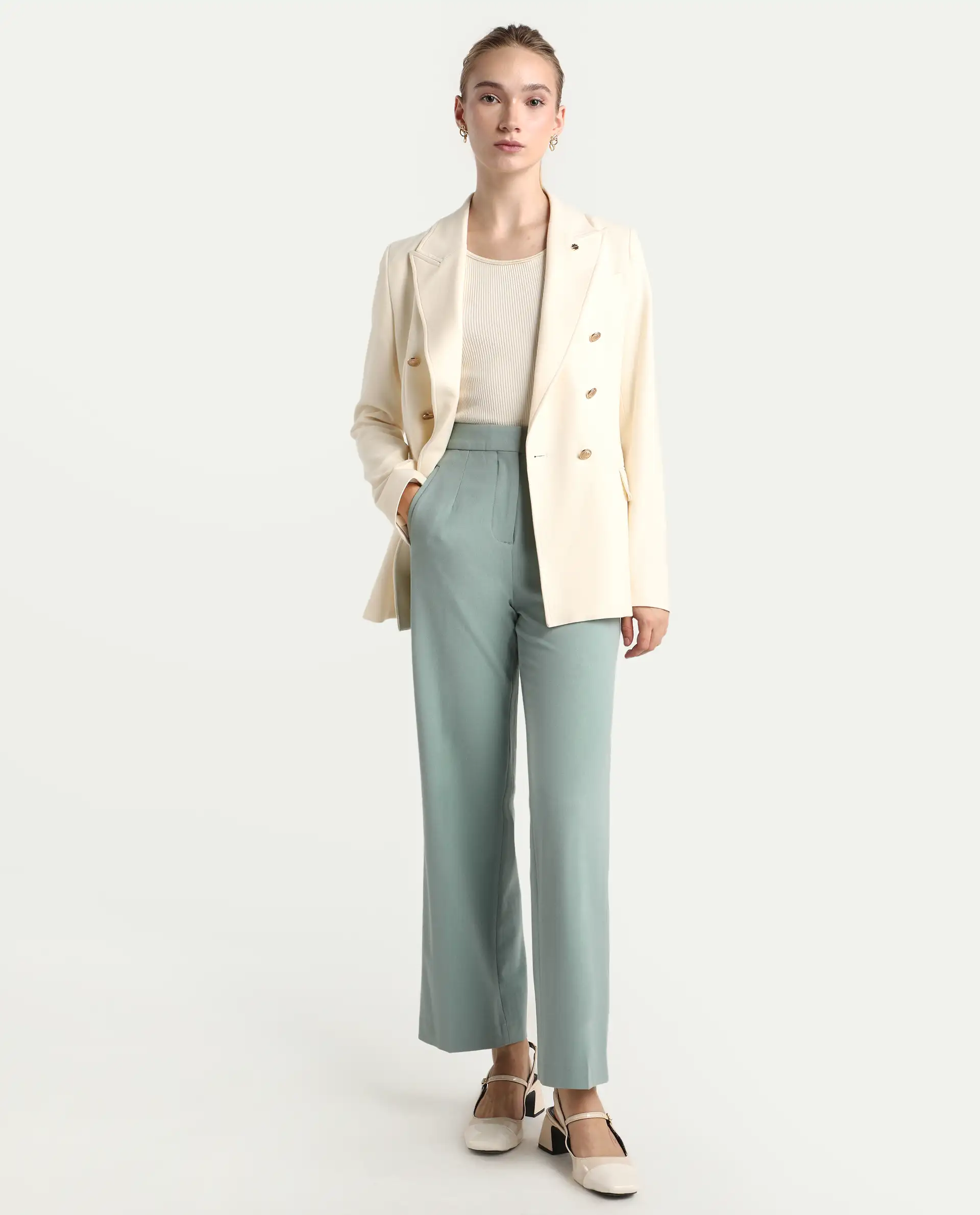 Rareism Women's Srait Aqua Polyester blend Straight Fit Travel Trouser - Image 7