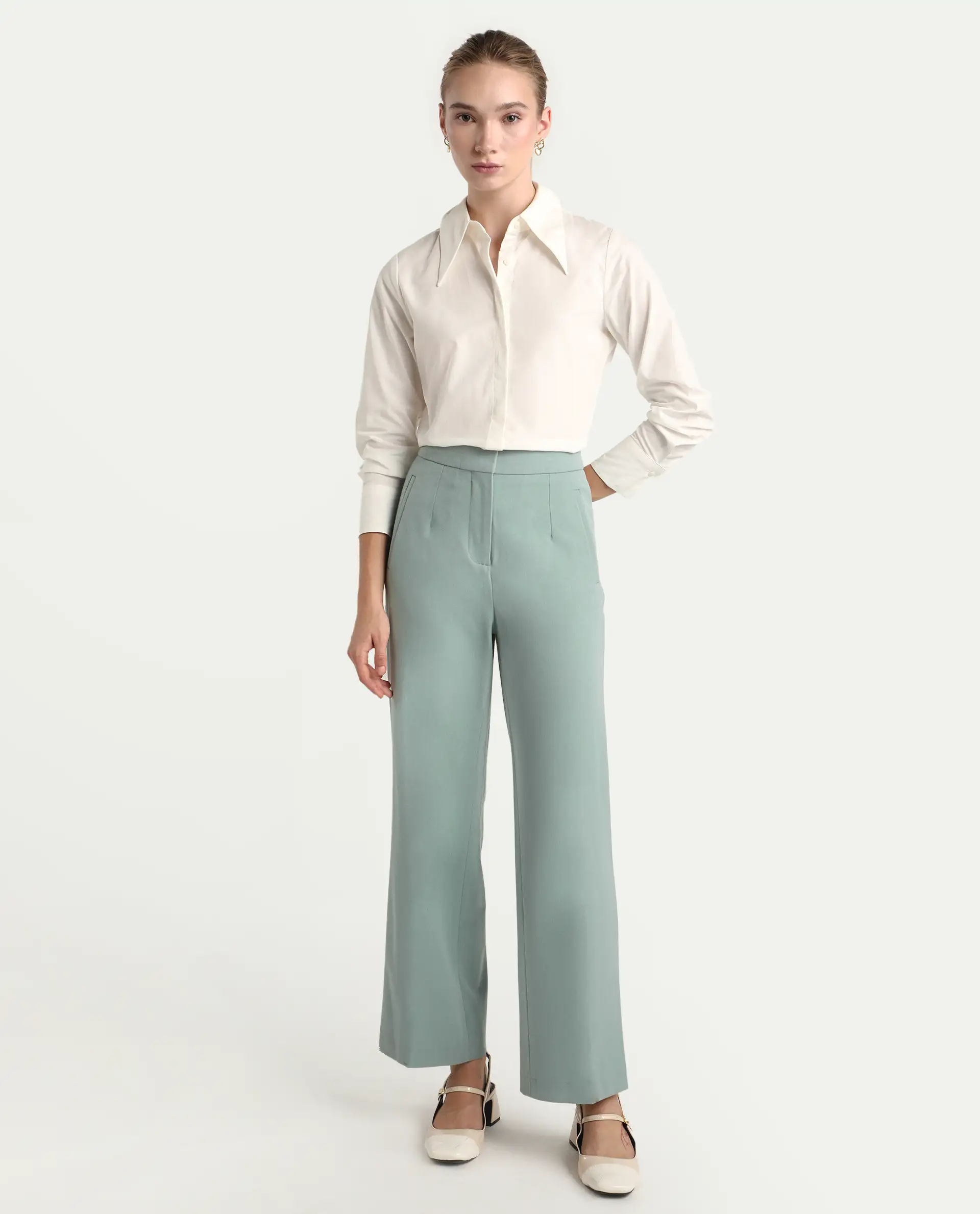Rareism Women's Srait Aqua Polyester blend Straight Fit Travel Trouser - Image 8