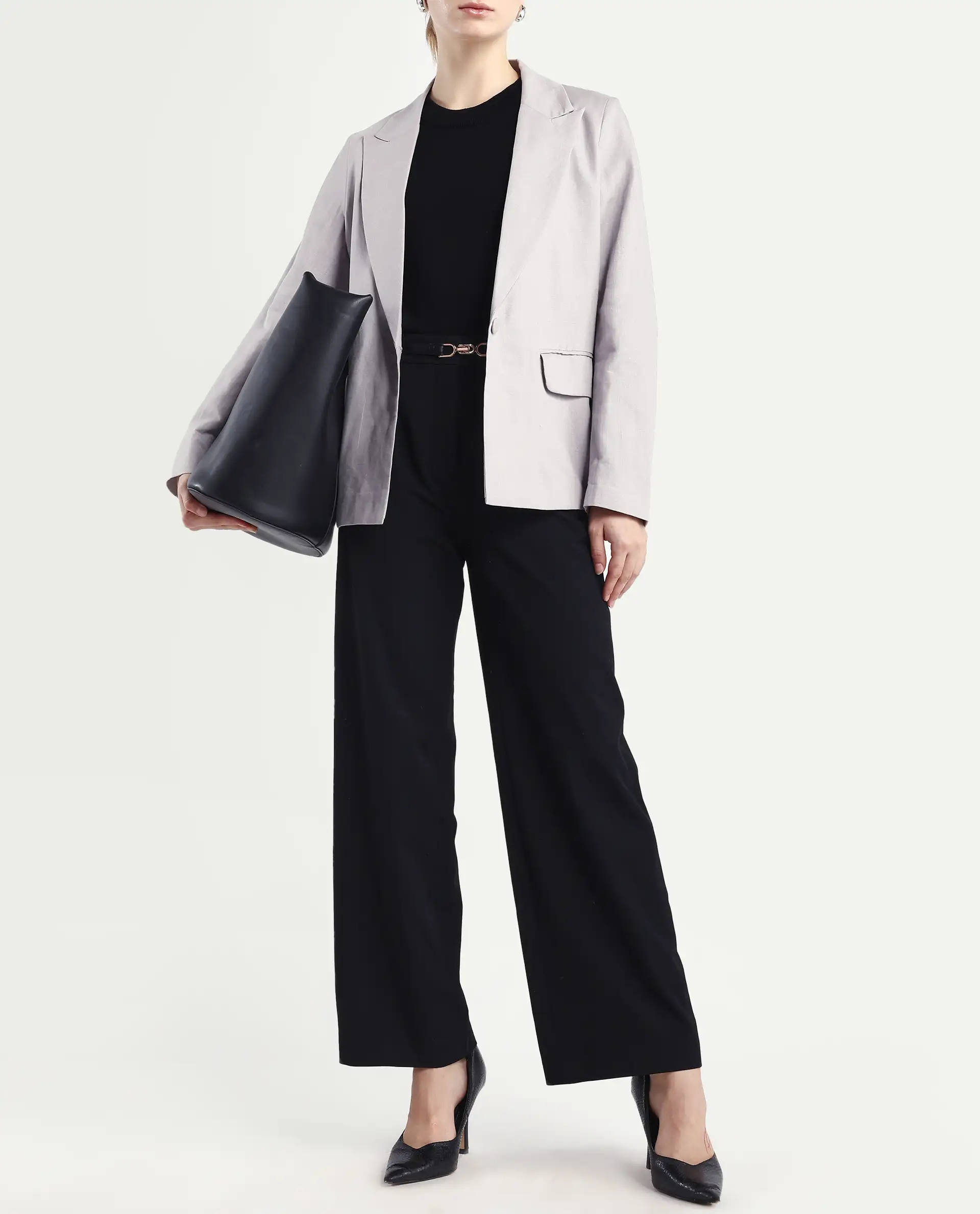 Rareism Women's Srait Black Polyester Blend Straight Fit Travel Trouser - Image 2