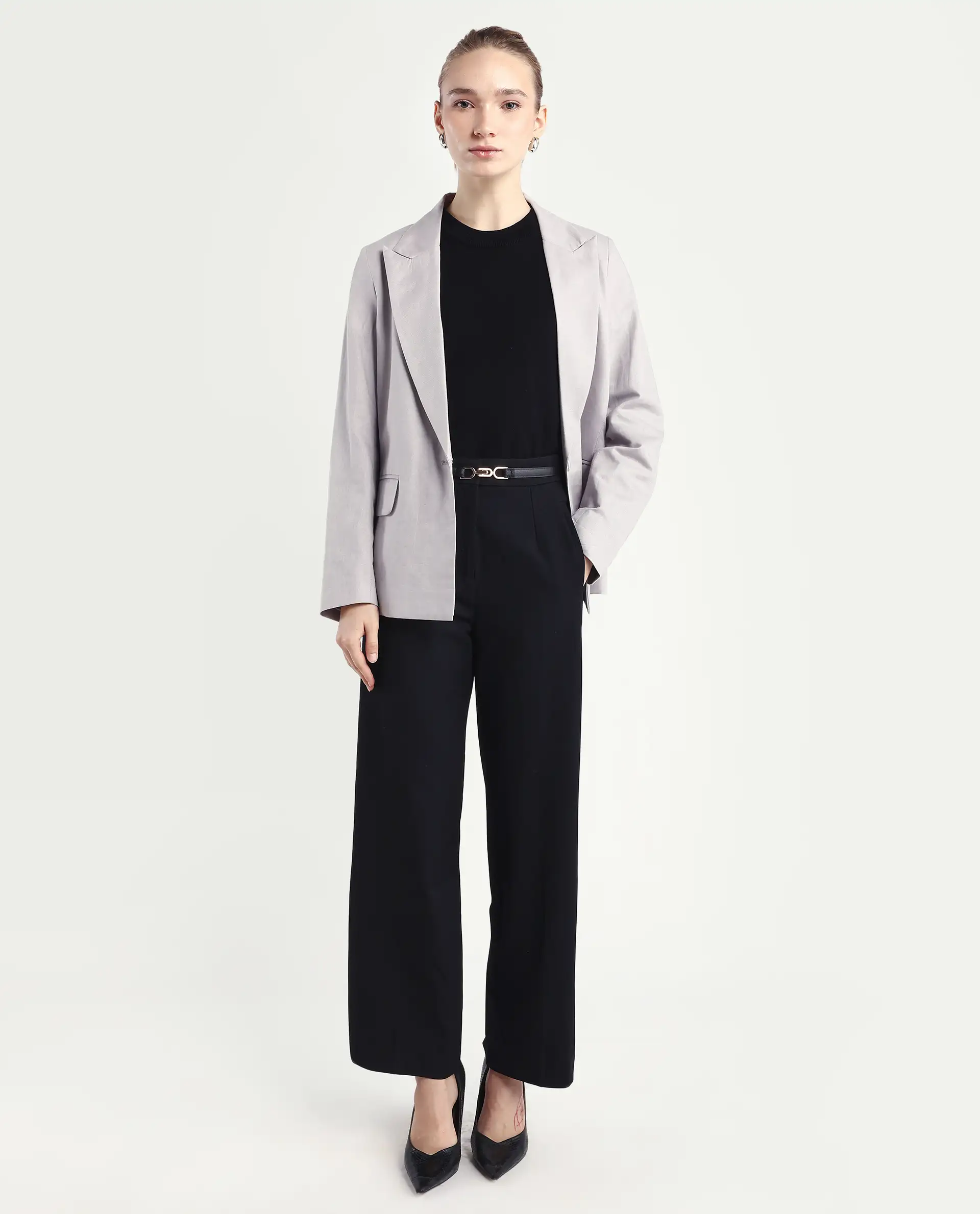 Rareism Women's Srait Black Polyester Blend Straight Fit Travel Trouser - Image 3