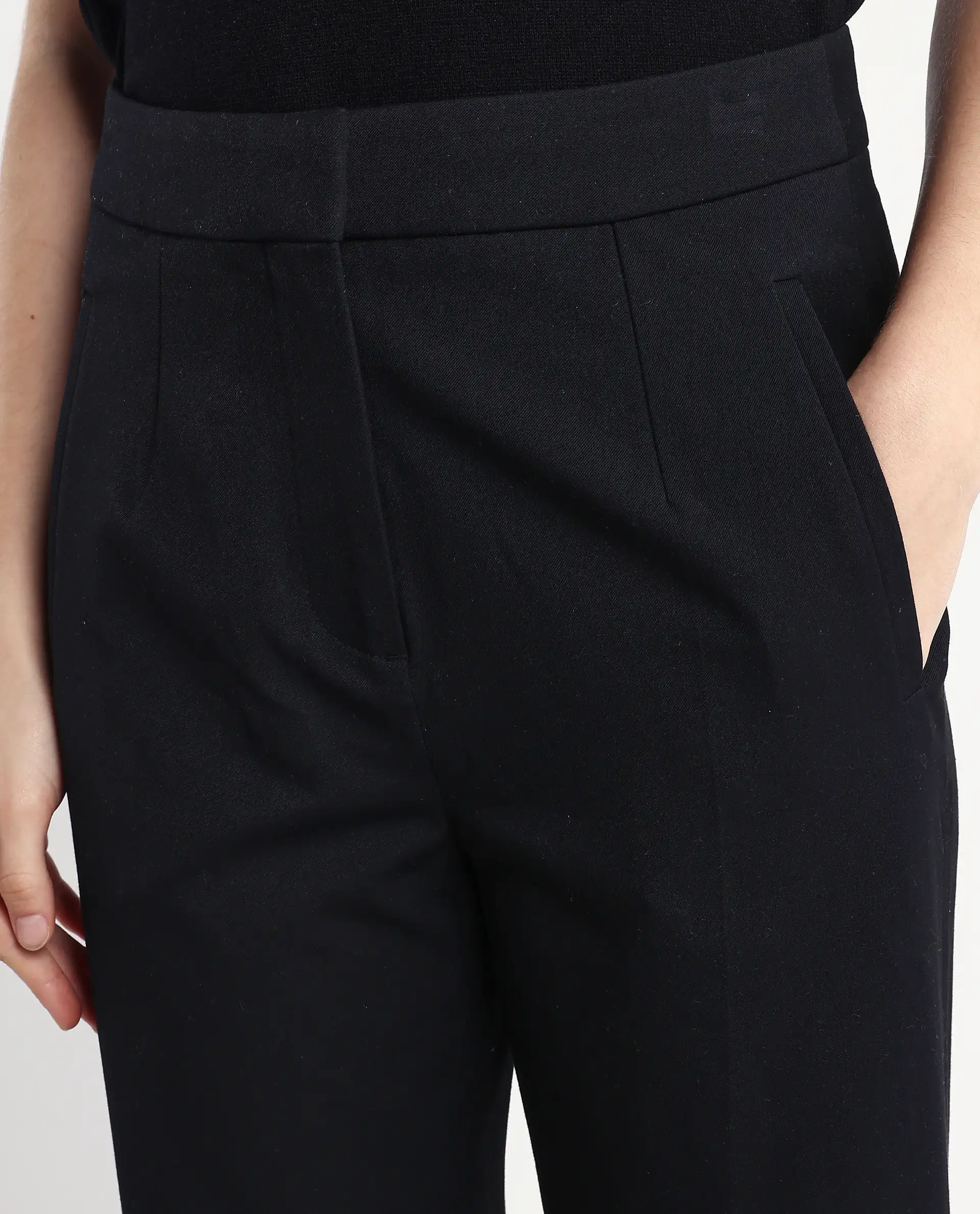 Rareism Women's Srait Black Polyester Blend Straight Fit Travel Trouser - Image 4